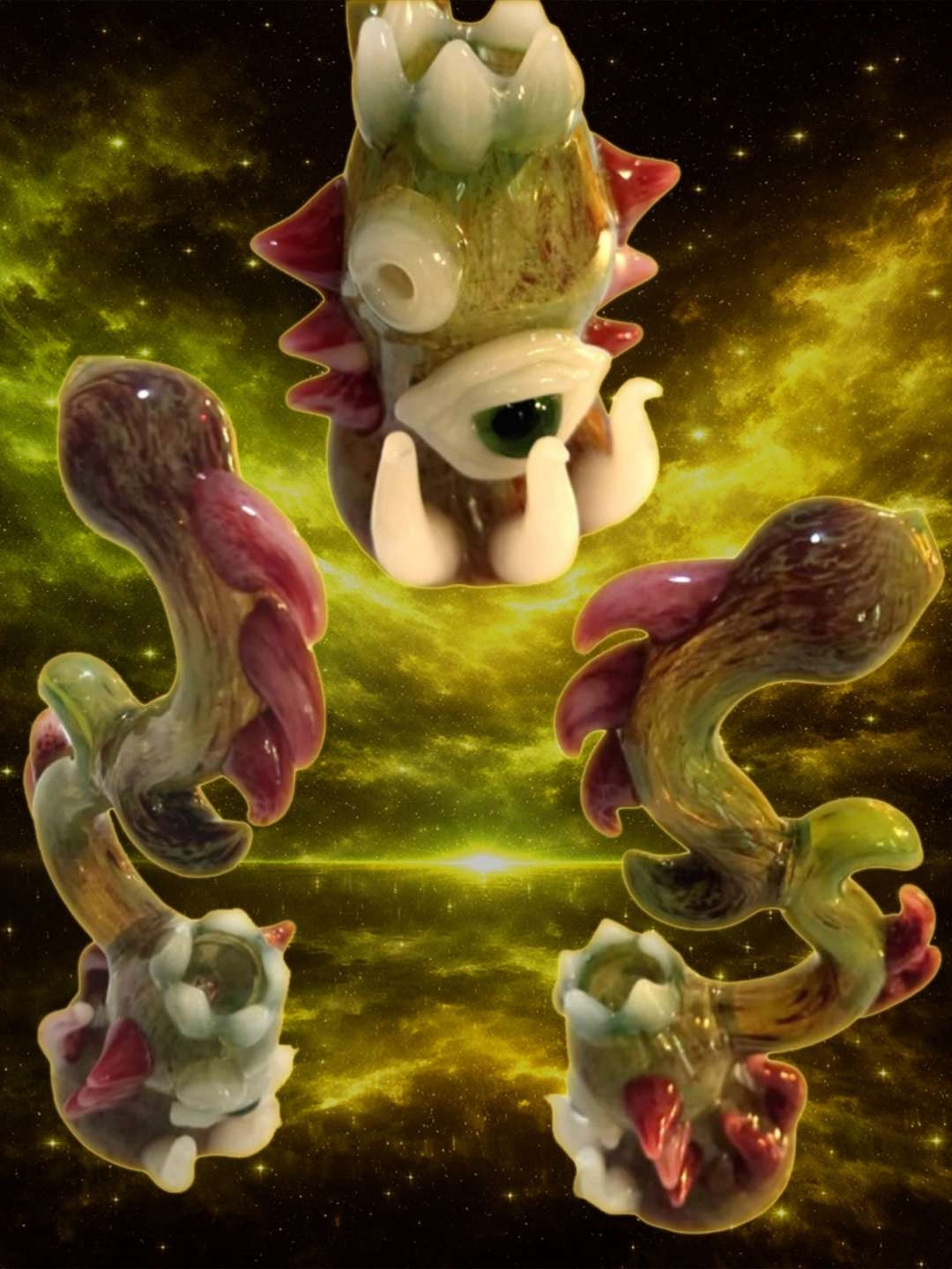 Preview pic of 9.5 Inch Monster Bubbler XL Heavy 431g Sculptural Piece