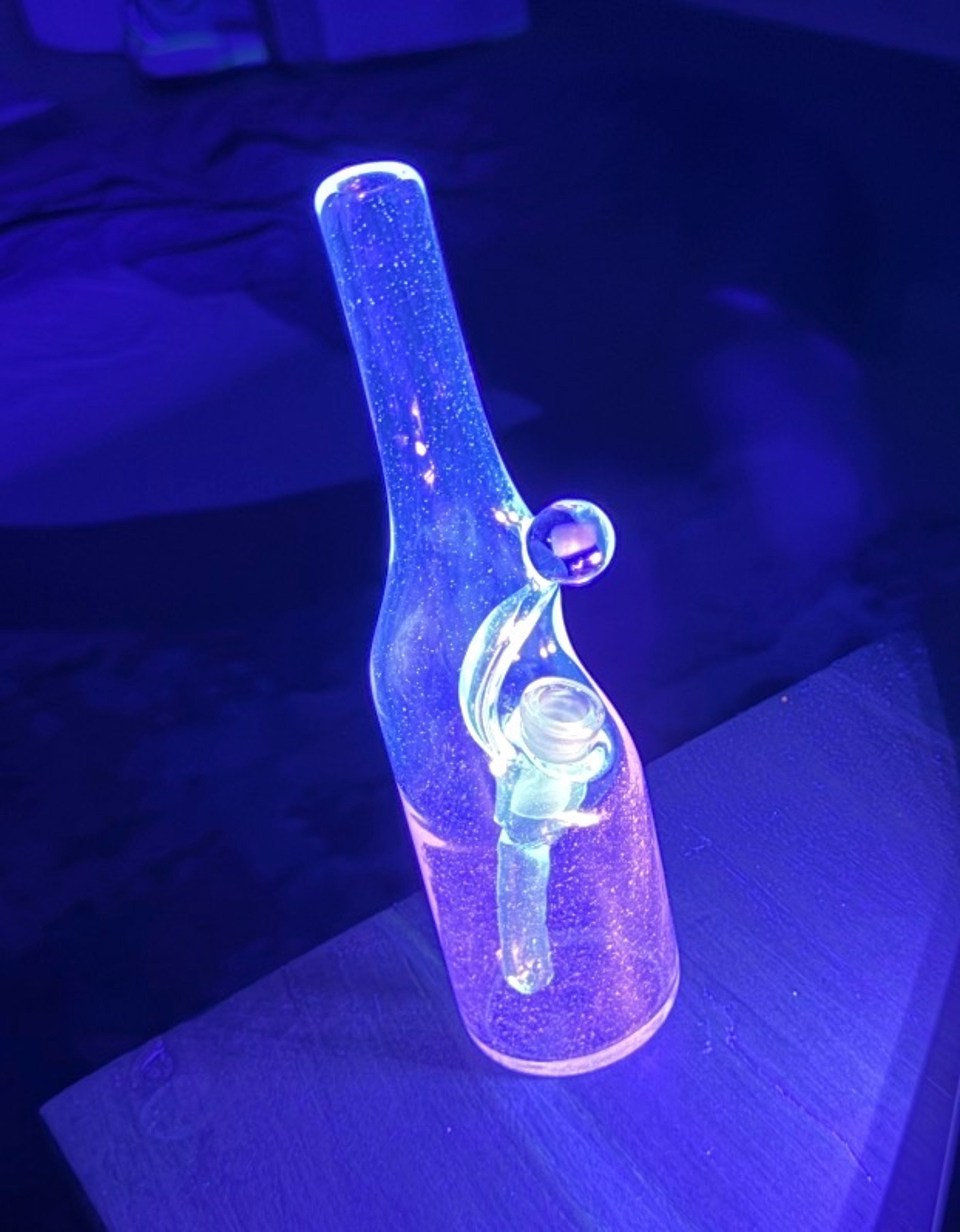 Preview pic of Sake bottle bluV to Lucy with opal tobacco pipe