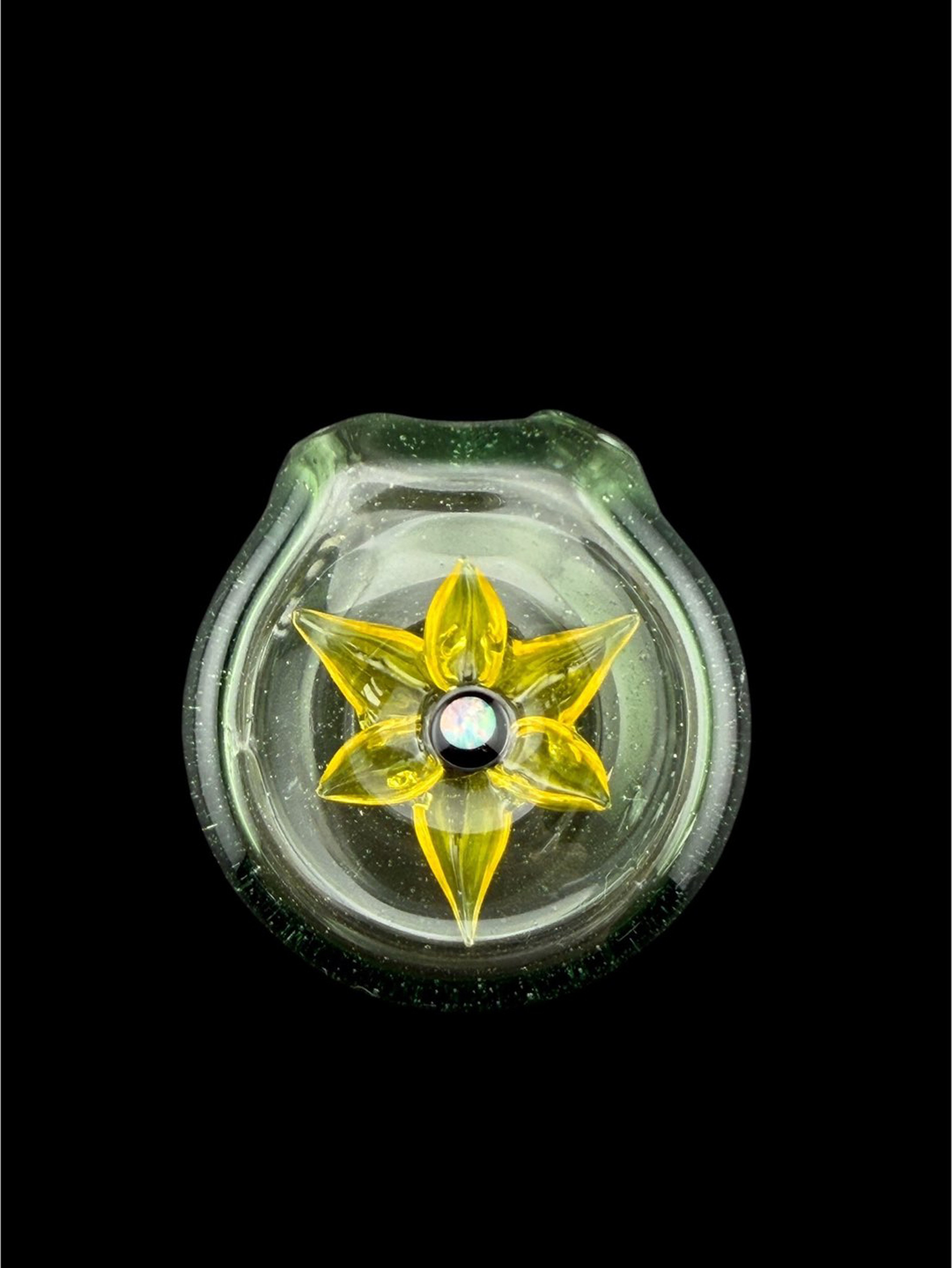 Preview pic of Brand New Sven Glass Clear Encased Flower Pendant Terps Pedals With Opal