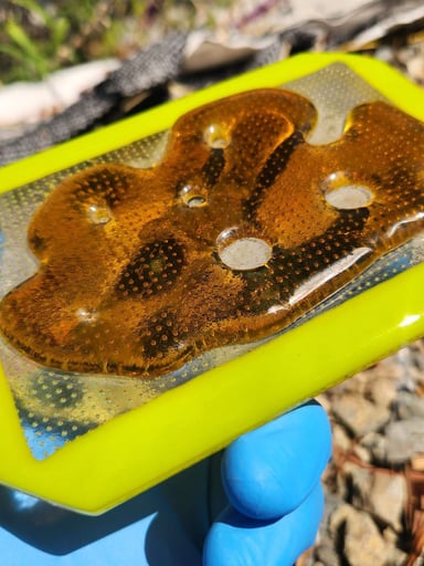 Preview pic of JAMIE BURRESS non functional oil slick matt with shatter sculpture