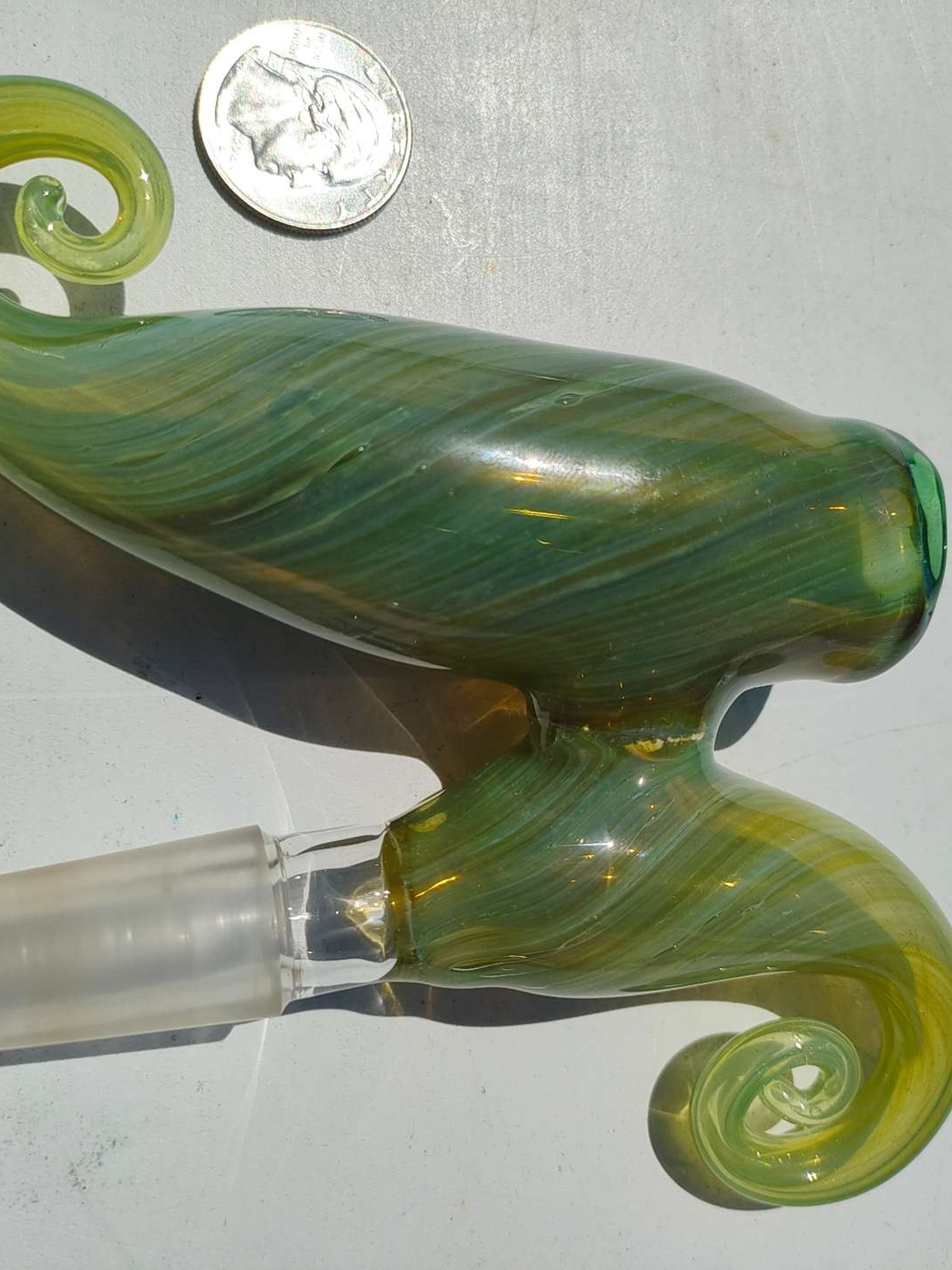 Christina Cody CC 14mm Male 45° Dry Ash Catcher | Hand-Blown American Heady Glass | Seafoam Green Aqua & Chartreuse image 0