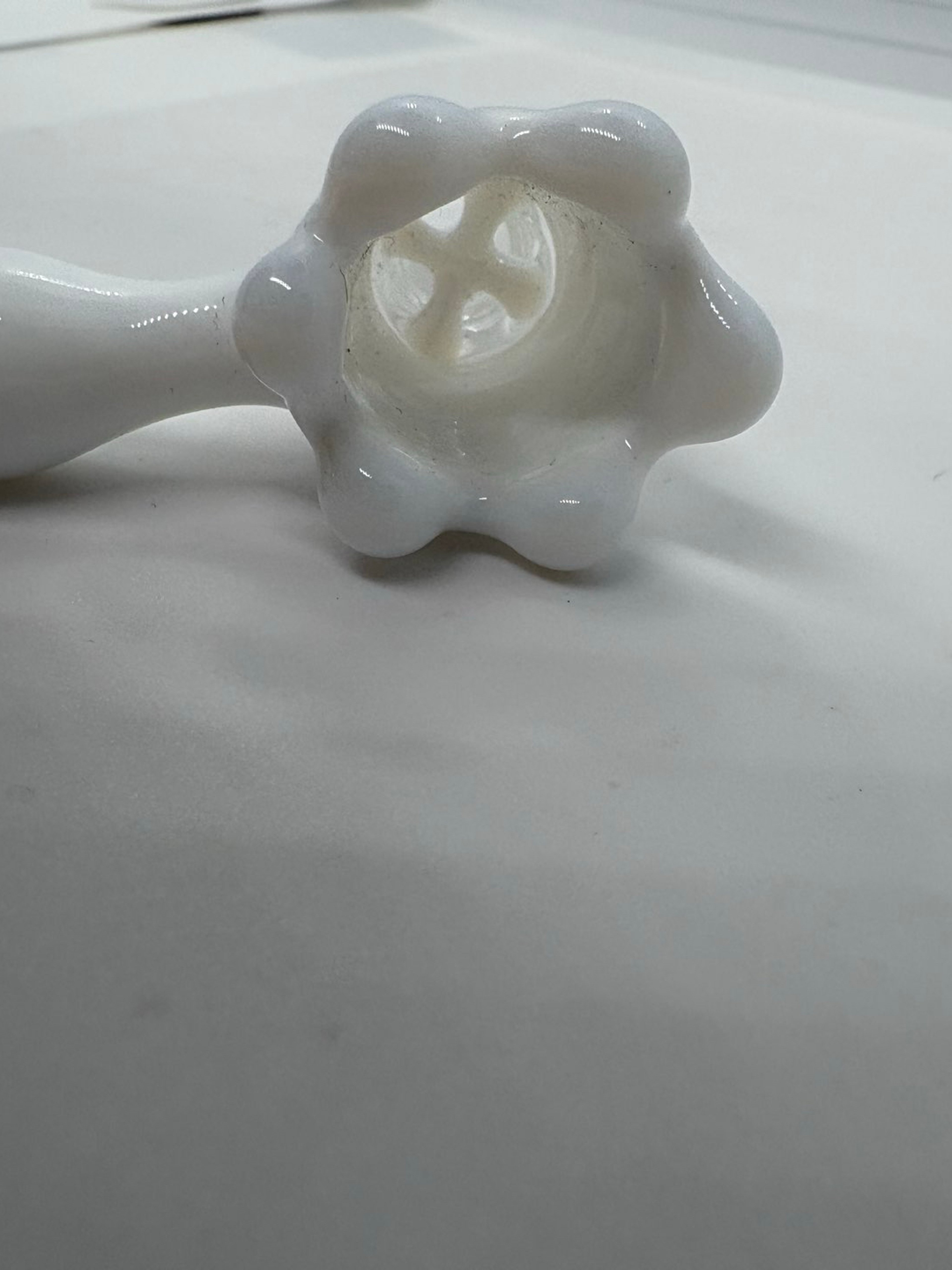 White 14mm handblown bowlpiece 4 hole image 0