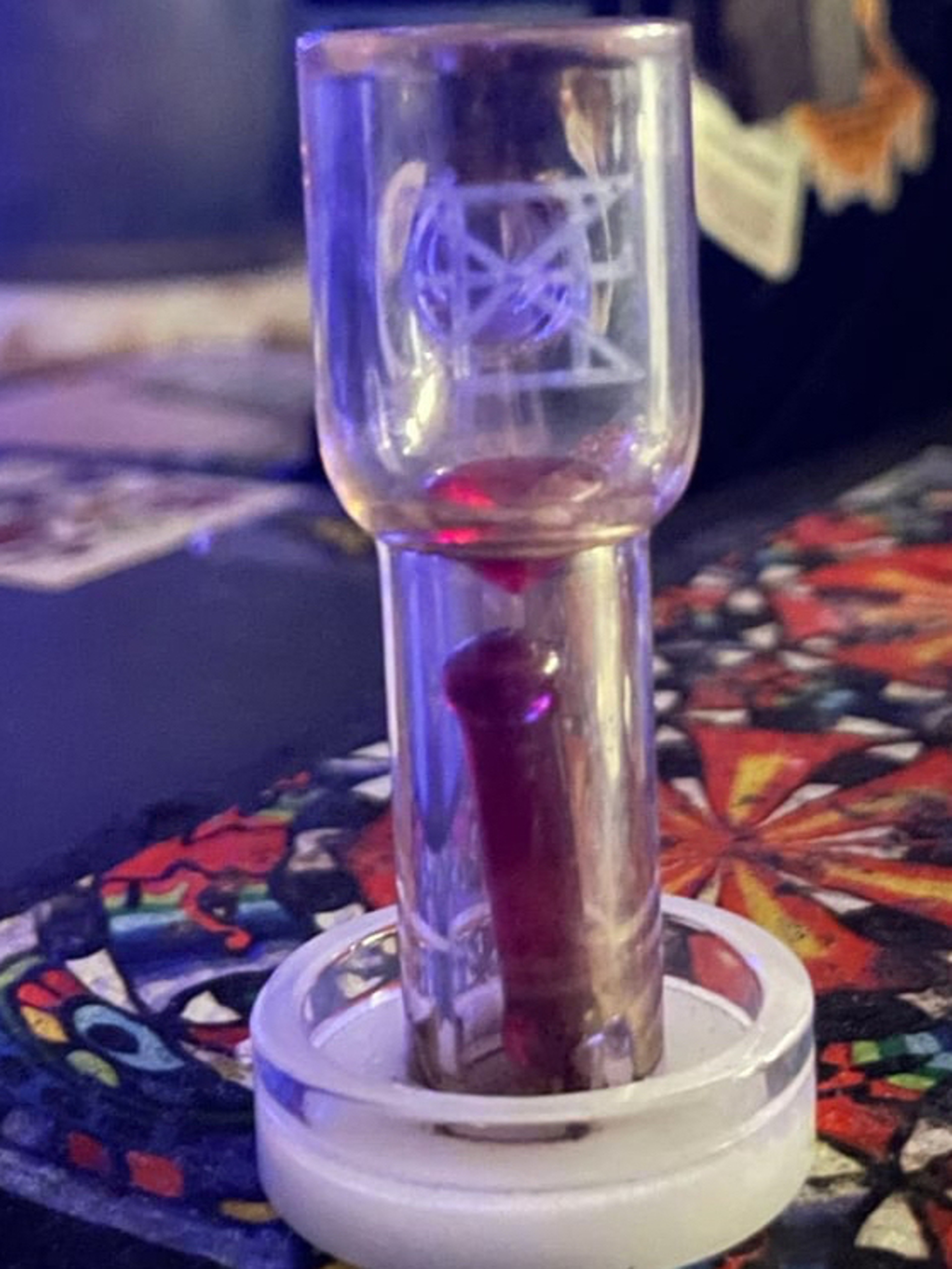 Preview pic of Hippie Extremities Opaque Slurper + Ruby Pillar + 10mm faceted Ruby diamond valve pearl.