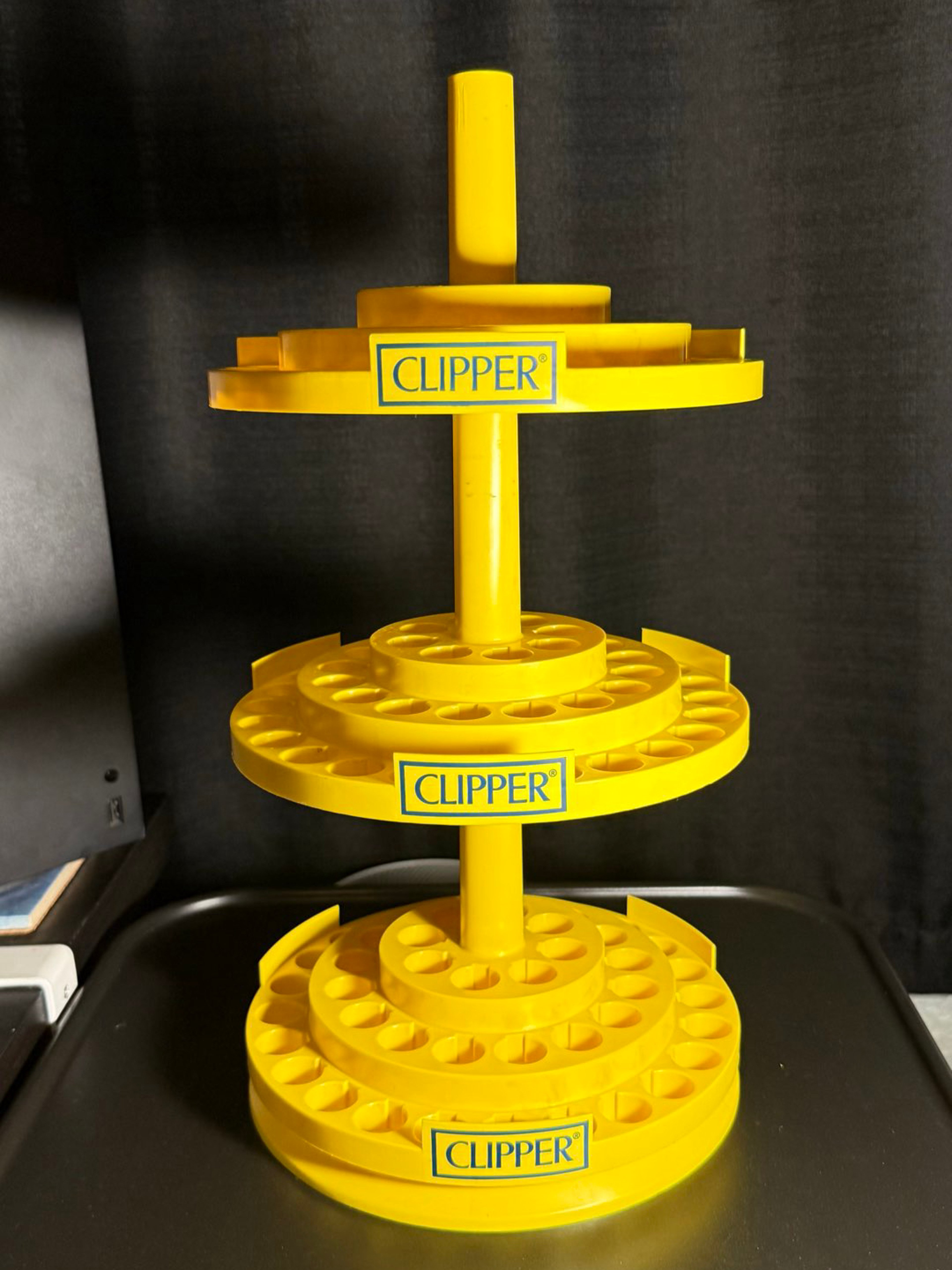 Preview pic of clipper lighters store displays - 3 tier spinning stand + 2 trays