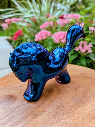 Preview pic of Fumed Borosilicate Glass Bison Hand Pipe – Oil Slick / Color Changing Stallion