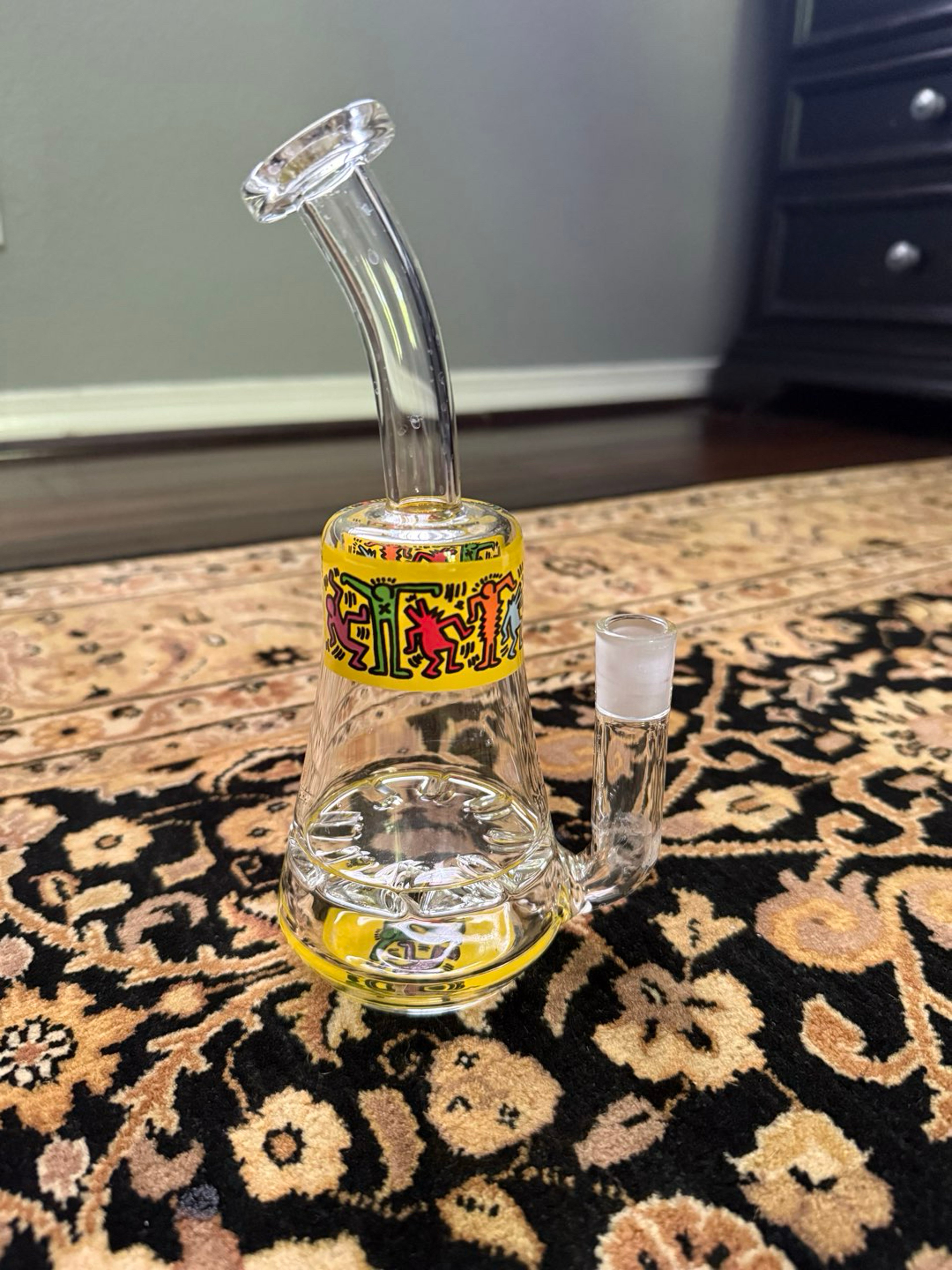 Keith Haring Glass Mini Rig Set – Box, Spinner Cap, Banger & Worked Bowl – Excellent Condition image 0