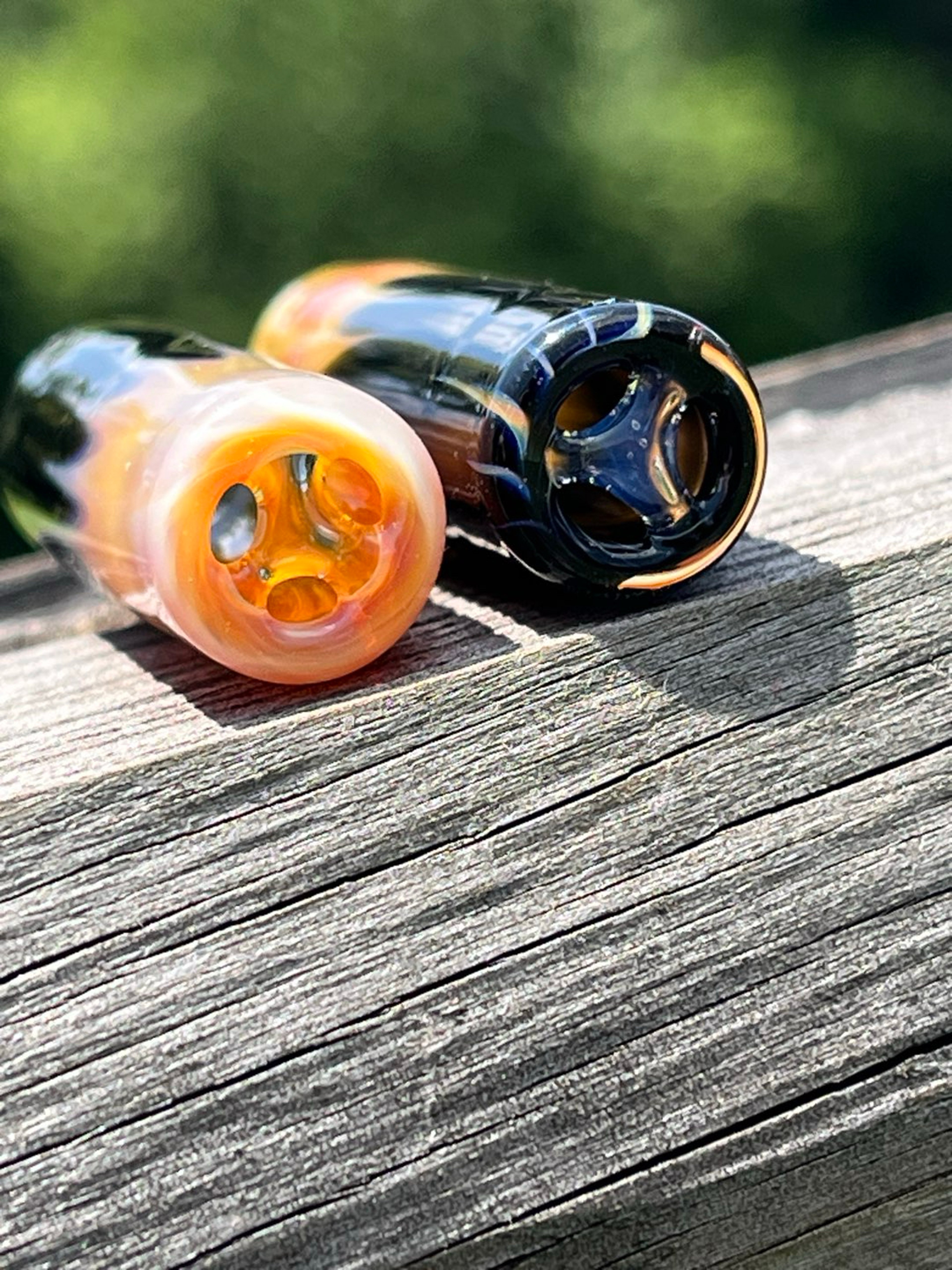 Preview pic of 2 black and caramel joint tips (3 hole)