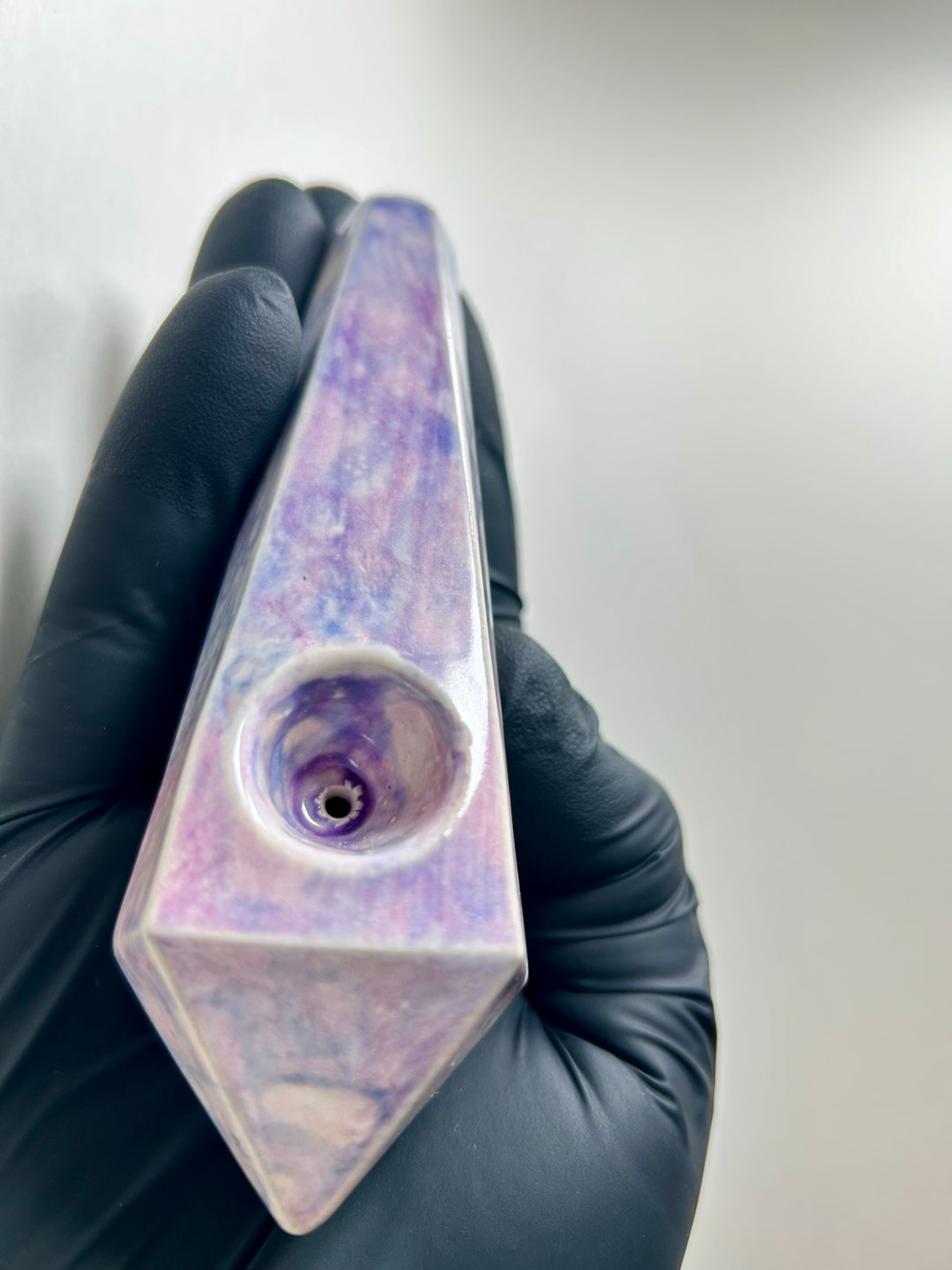 Diamond Pipe - 5 Inches - Ceramic - White, Purple and Blue - Free Shipping! image 0