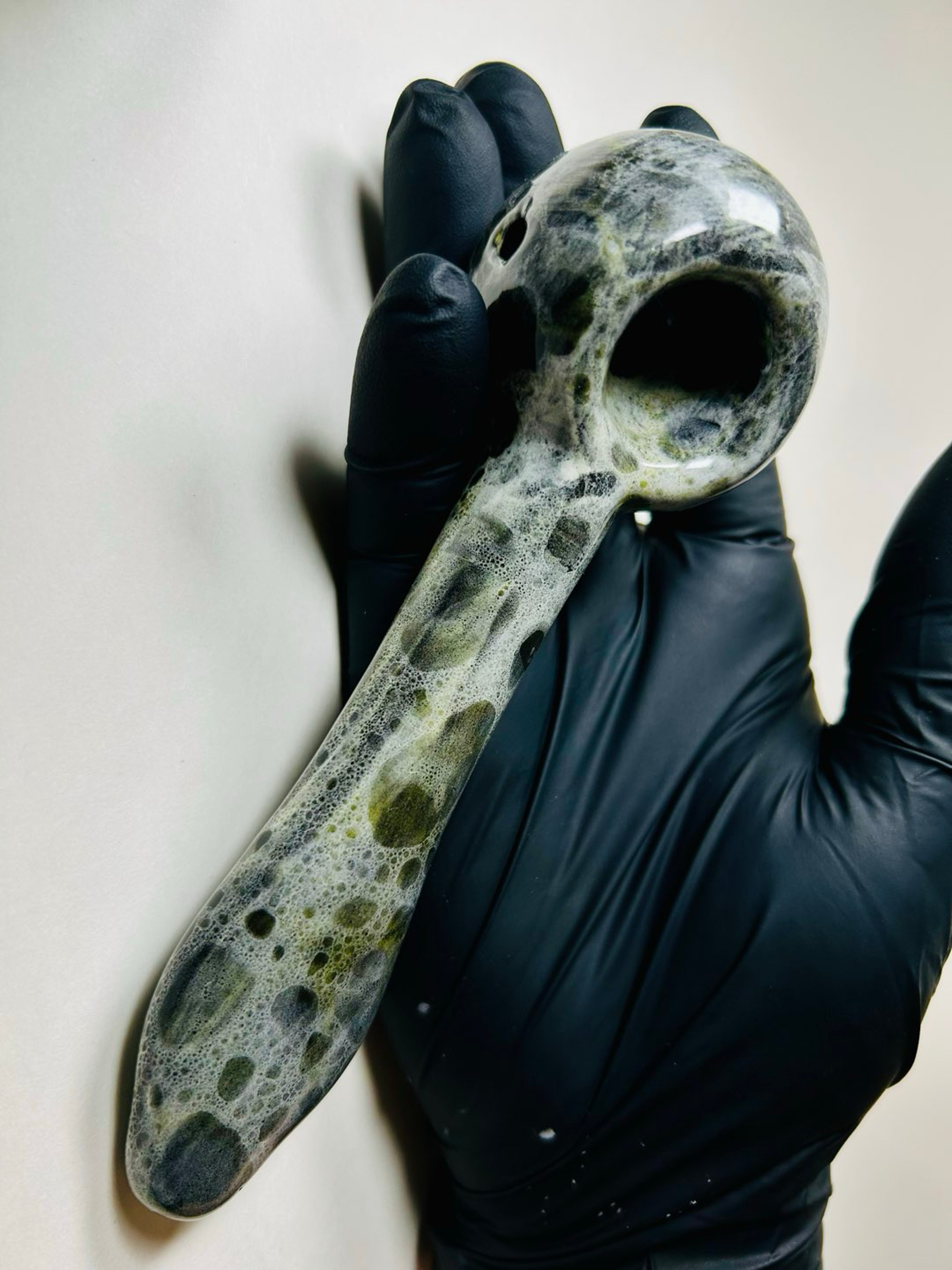 Preview pic of Spoon Pipe - 6.25 Inches - Ceramic - Black, White and Yellow - FREE SHIPPING!