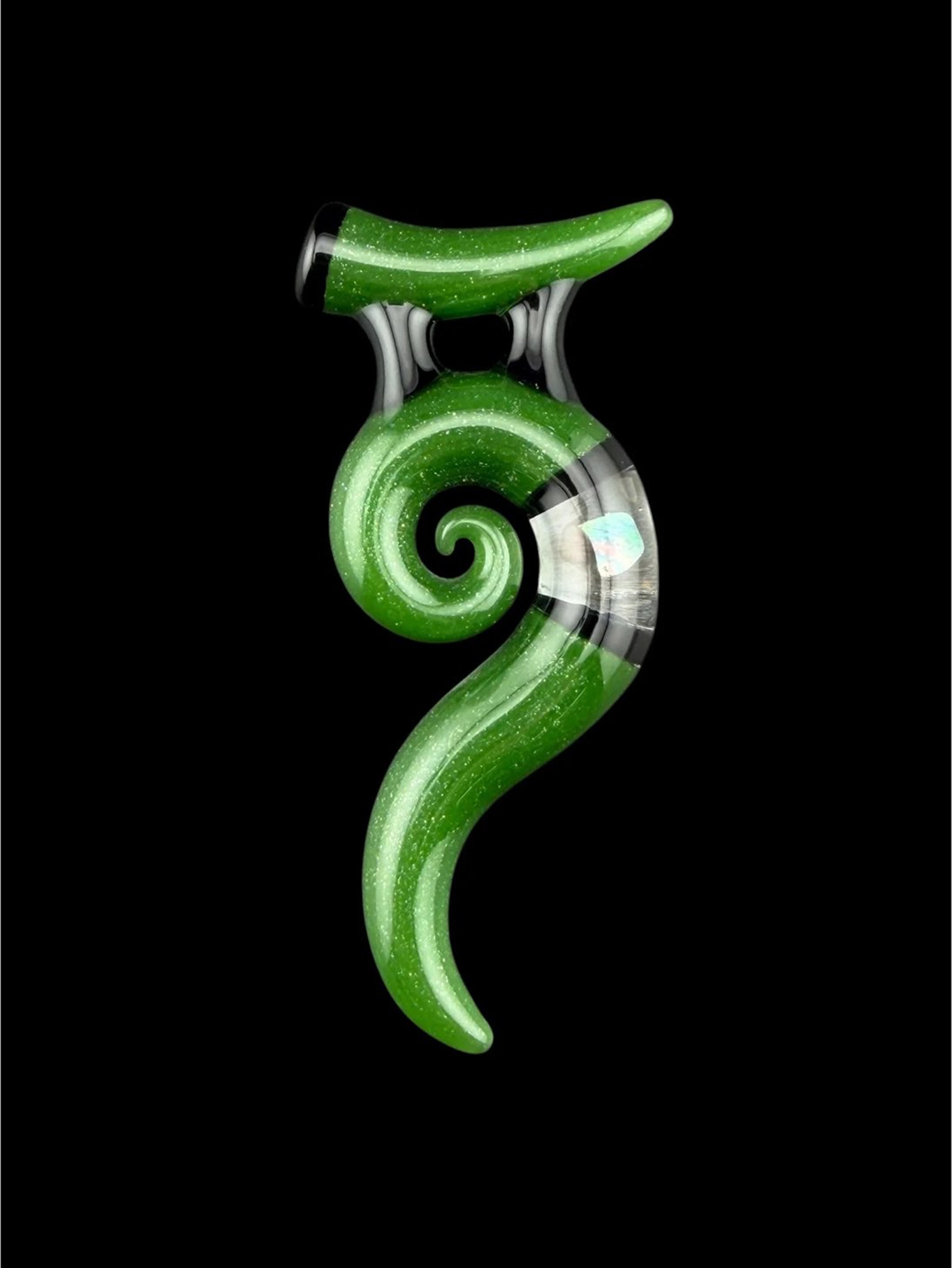 Preview pic of Brand New Natey Love Horn Pendant Green With Opal