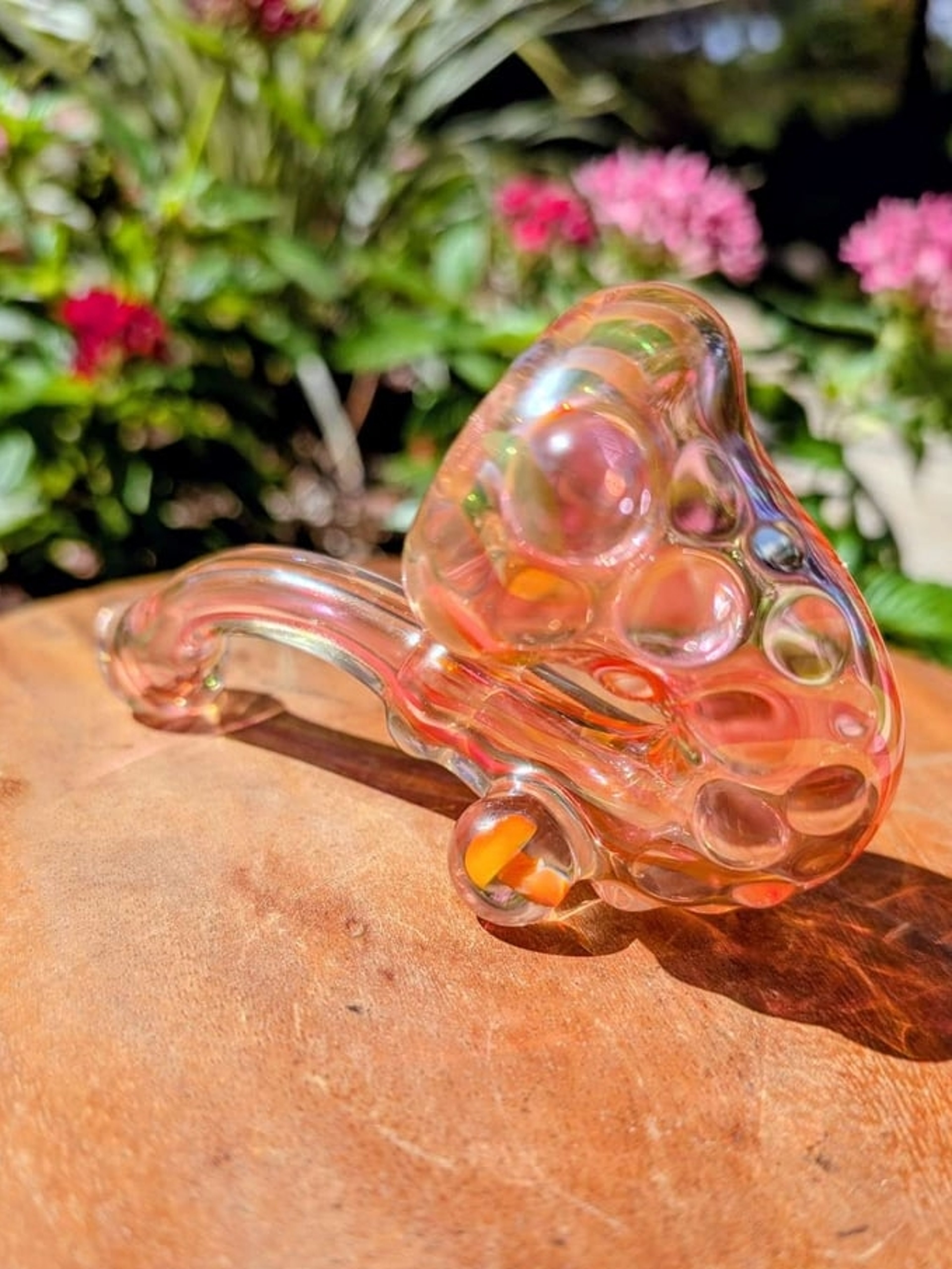 6" Gold-Fumed Glass Sherlock – Textured Grip & Built-in Stand image 0
