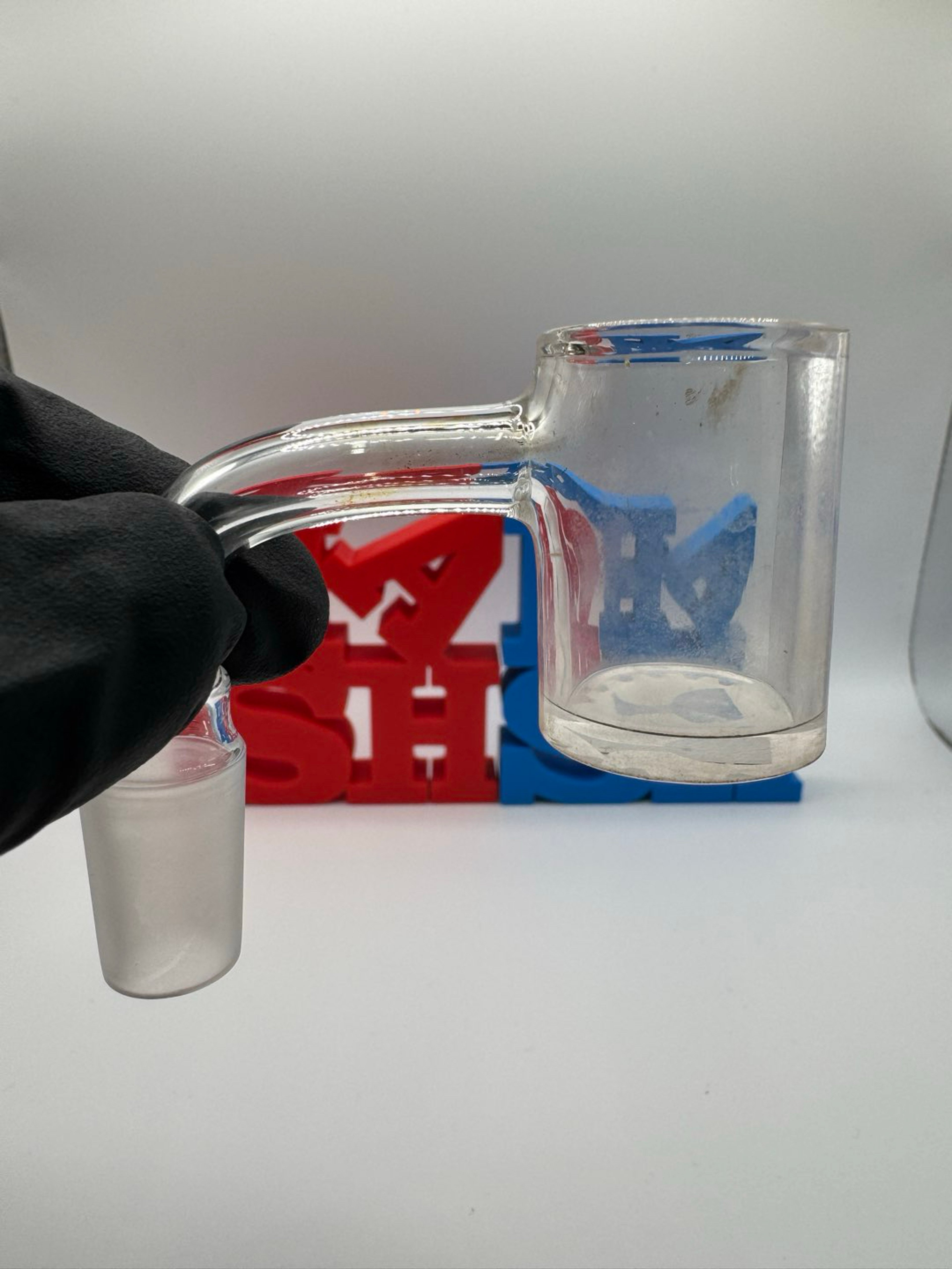 Preview pic of Chazzed 14mm Male 90 Degree Toro Grail (USED) + Evol Glass Clear Spinner (USED)