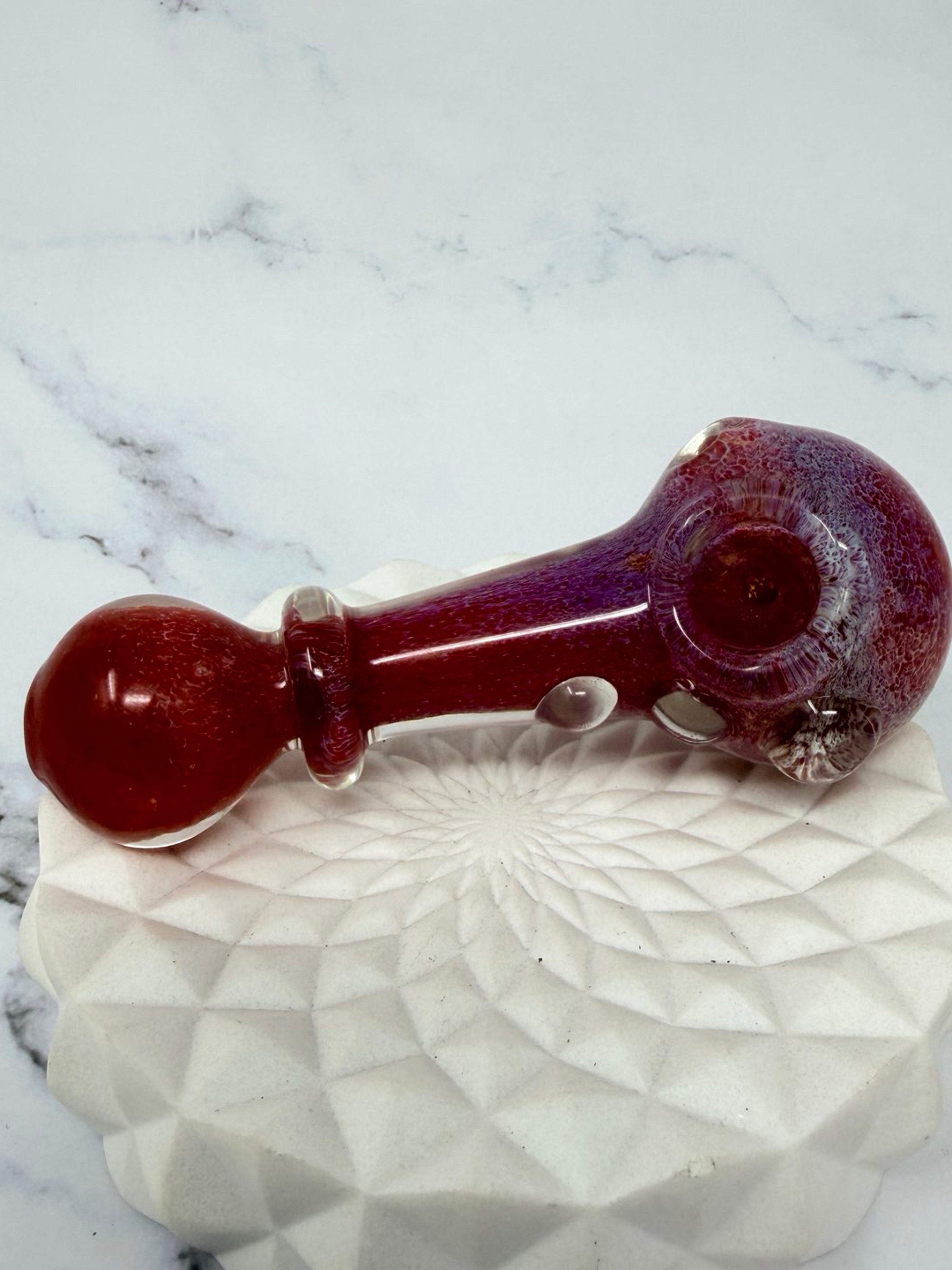 Preview pic of 4.5” Heavy Cosmic Red Frit Smoking Glass Pipe
