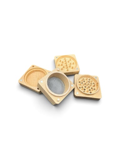 Preview pic of 4-Piece Magnetic Wooden Herb Grinder with Pollen Catcher