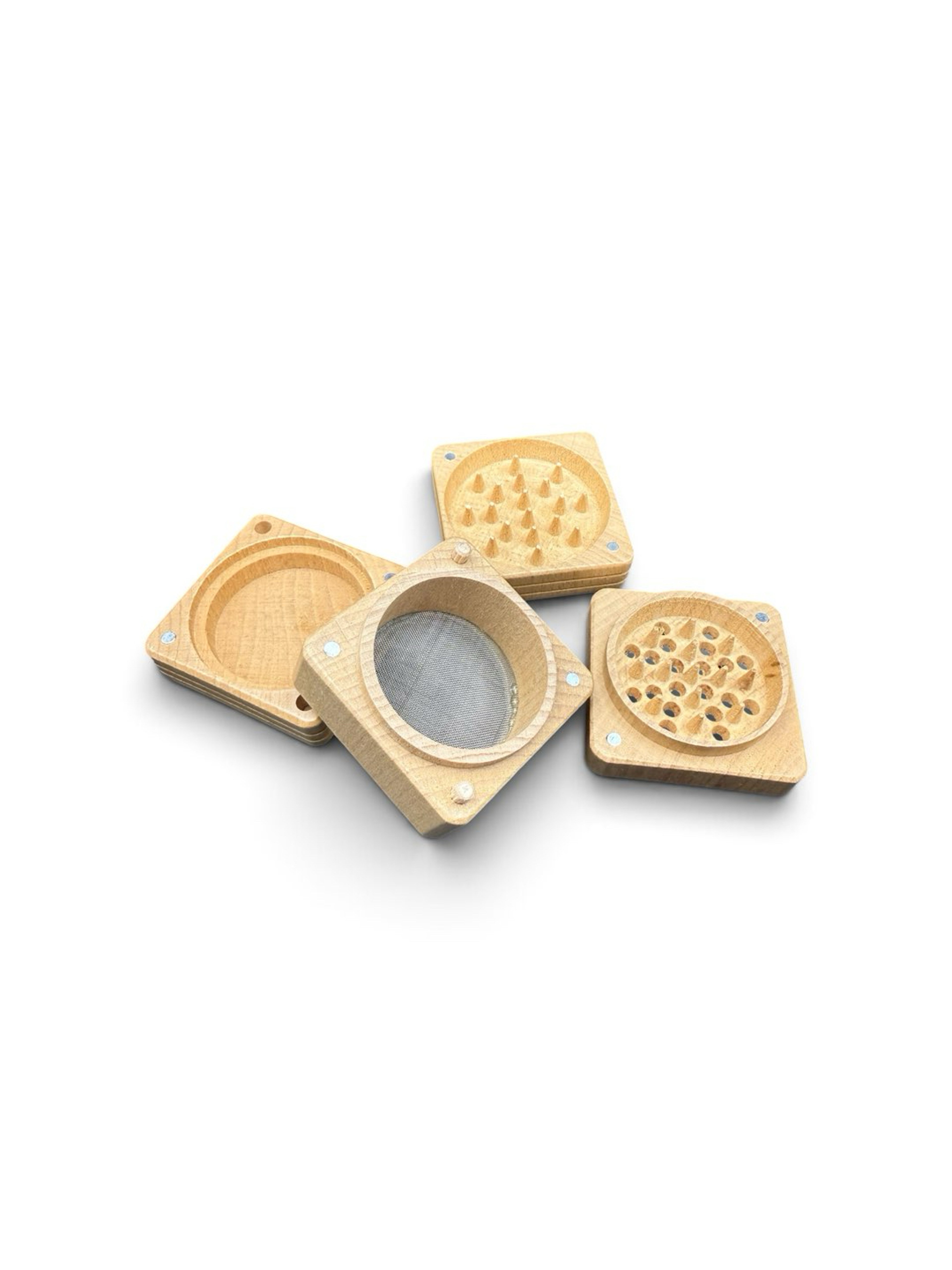Preview pic of 4-Piece Magnetic Wooden Herb Grinder with Pollen Catcher