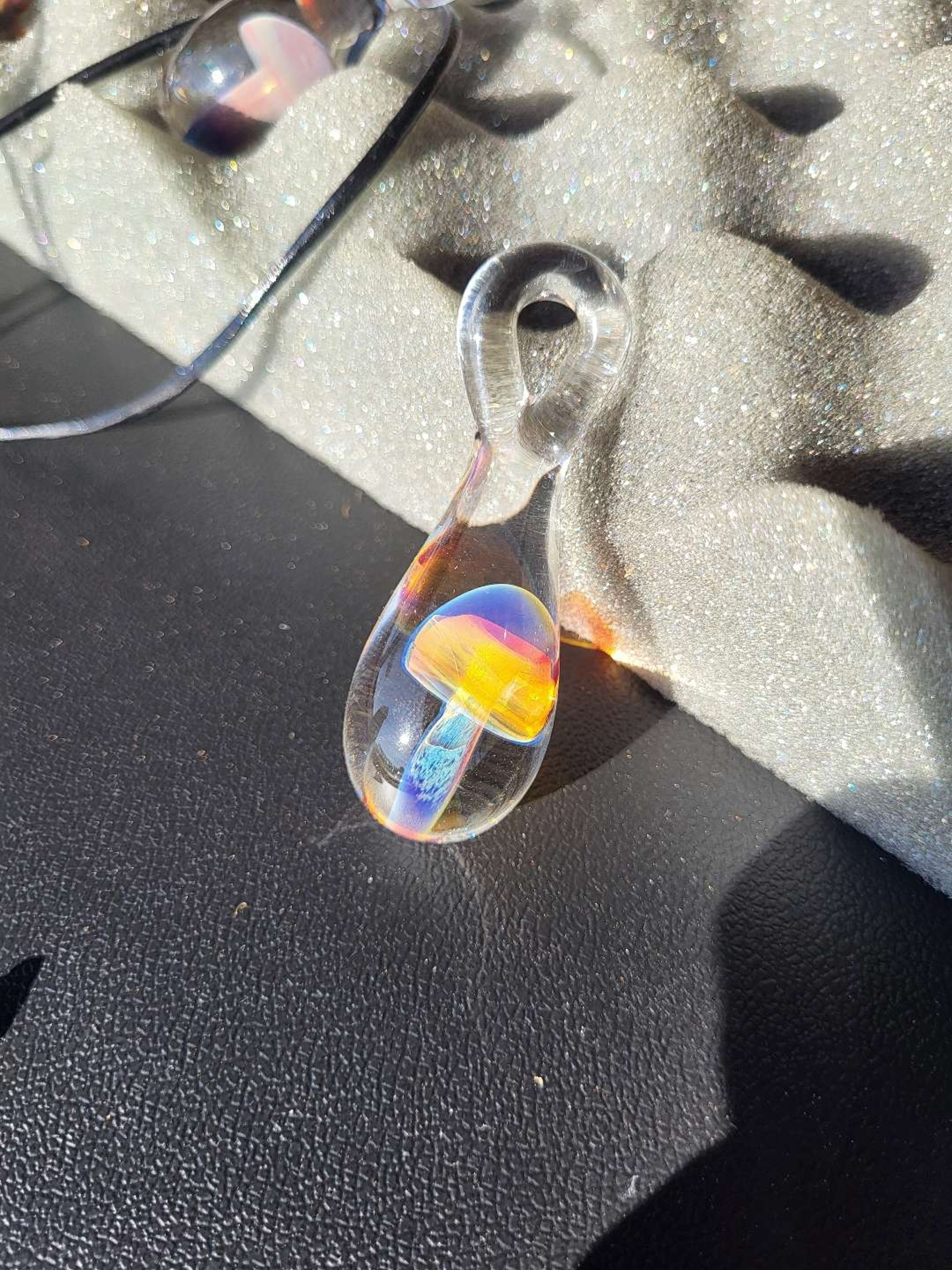 Preview pic of Amber Purple Mushroom Pendant