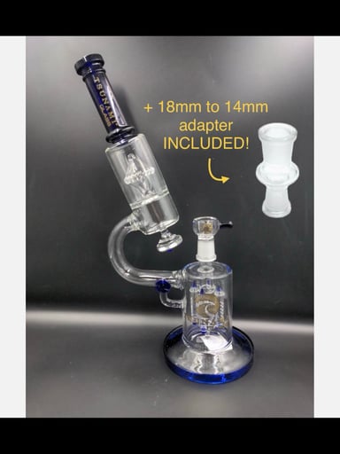 Preview pic of Tsunami Glass 14” Scope navy blue dab rig with adapter
