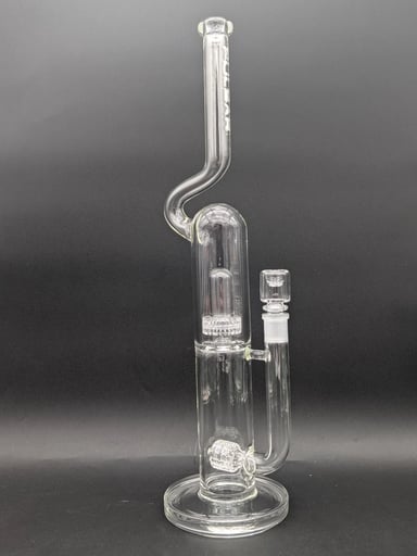 Preview pic of PULSAR KINK NECK DOUBLE CHAMBER CHUGGER GLASS WATER PIPE | 17.25"