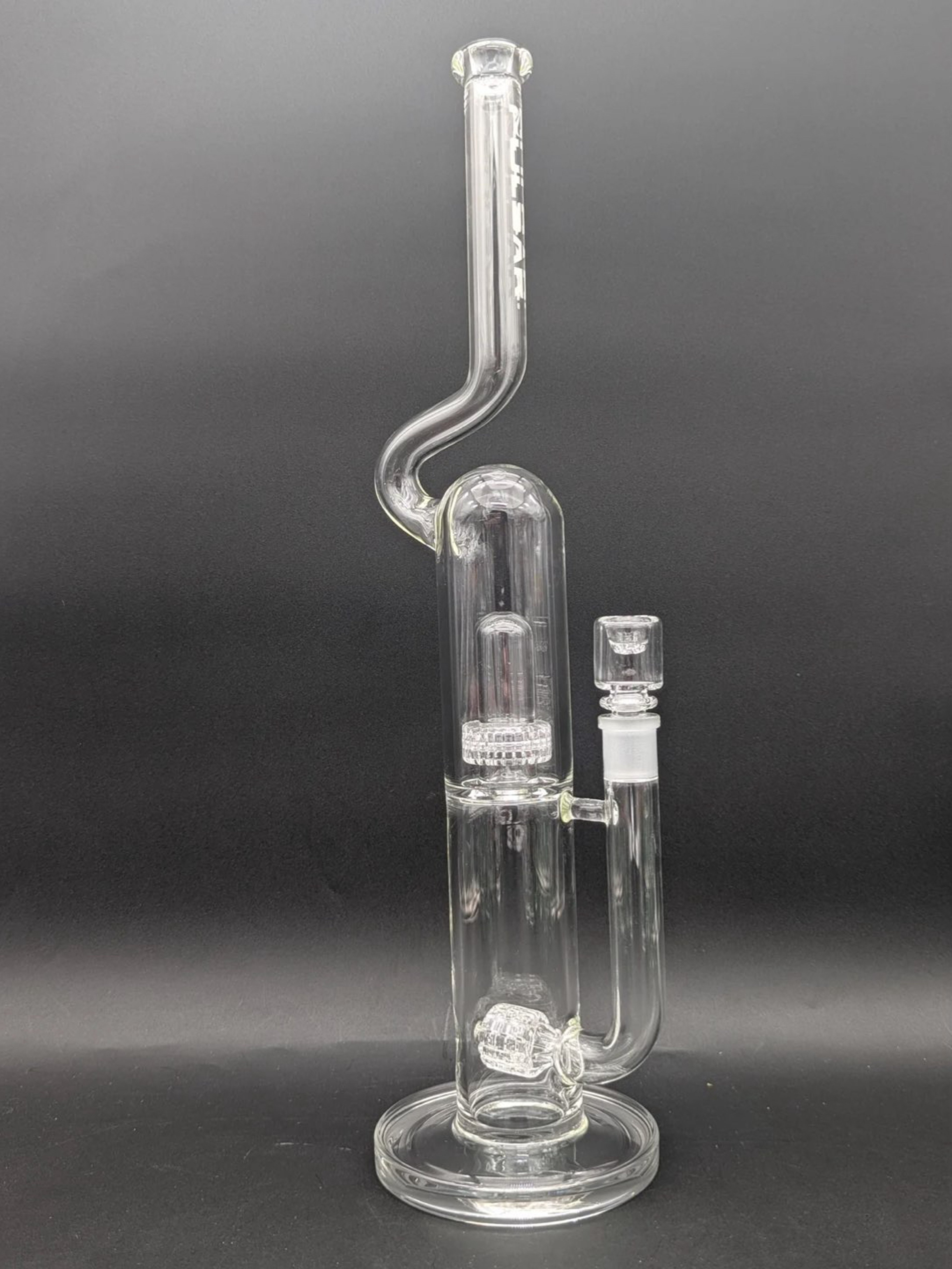 PULSAR KINK NECK DOUBLE CHAMBER CHUGGER GLASS WATER PIPE | 17.25" image 0