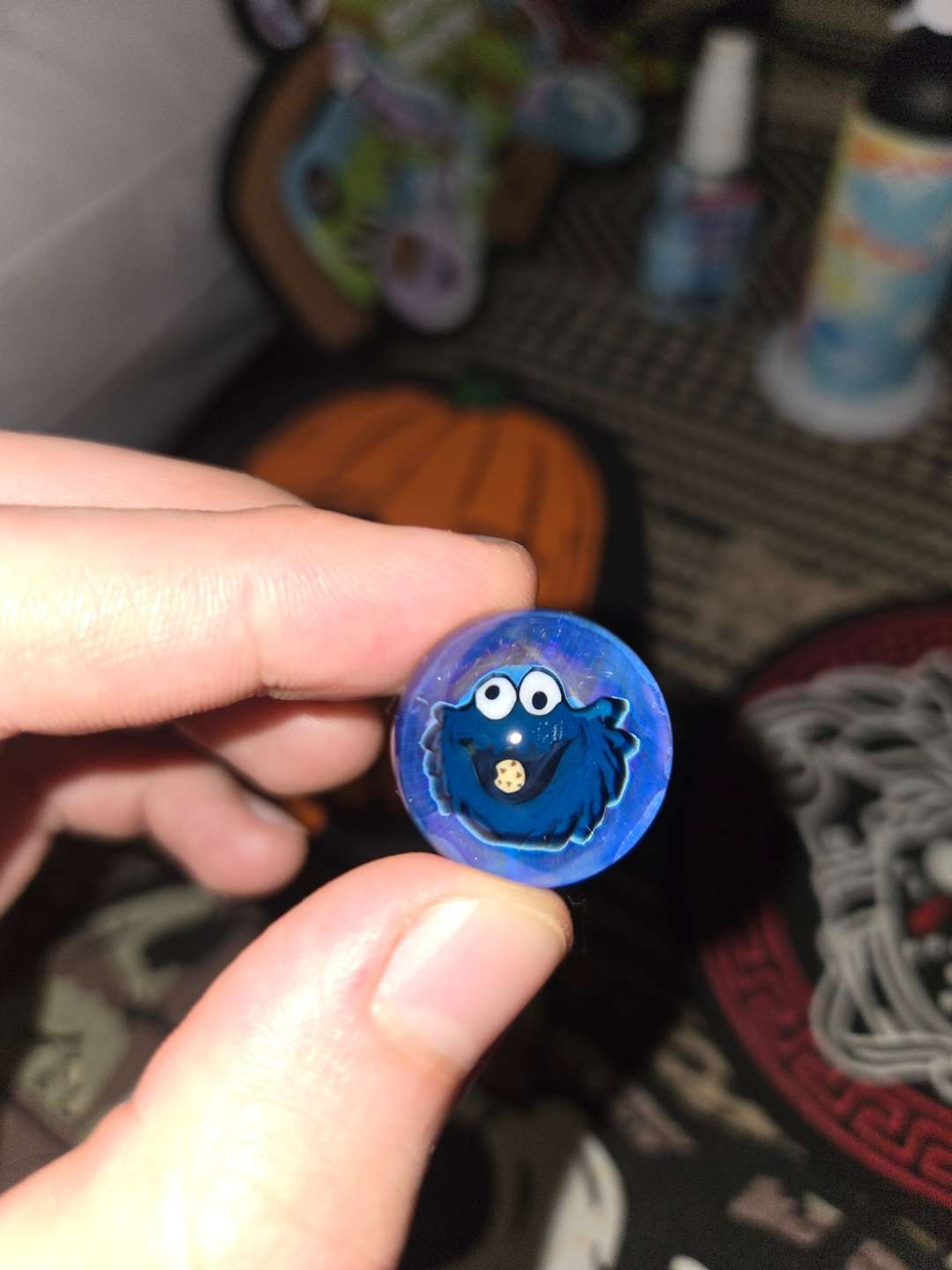 Cookie monster keysglass marble image 0