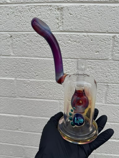 Preview pic of Ben Wilson Custom Donut 6 Arm Bubbler Rig in Amber Purple & Cap