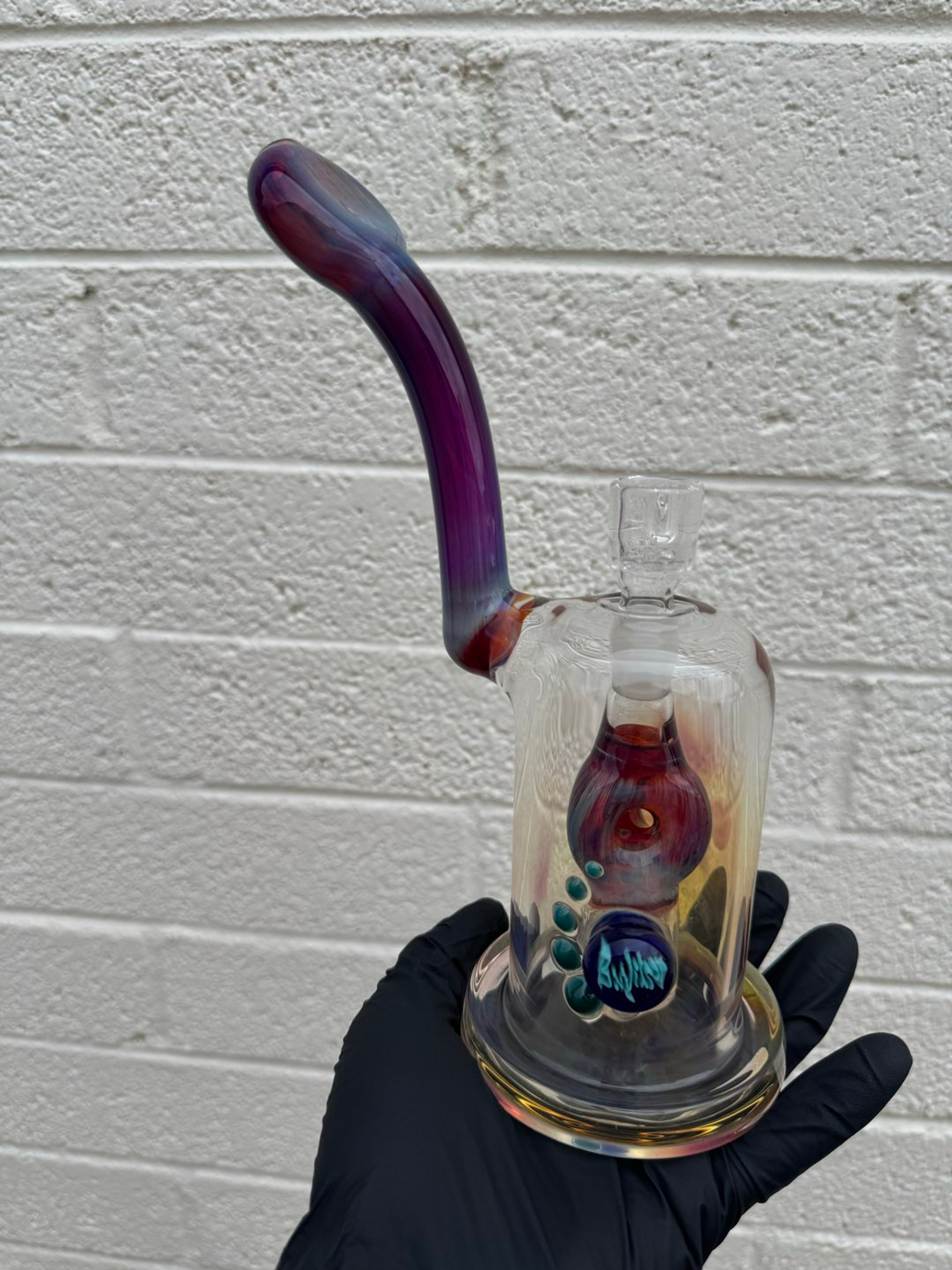 Preview pic of Ben Wilson Custom Donut 6 Arm Bubbler Rig in Amber Purple & Cap