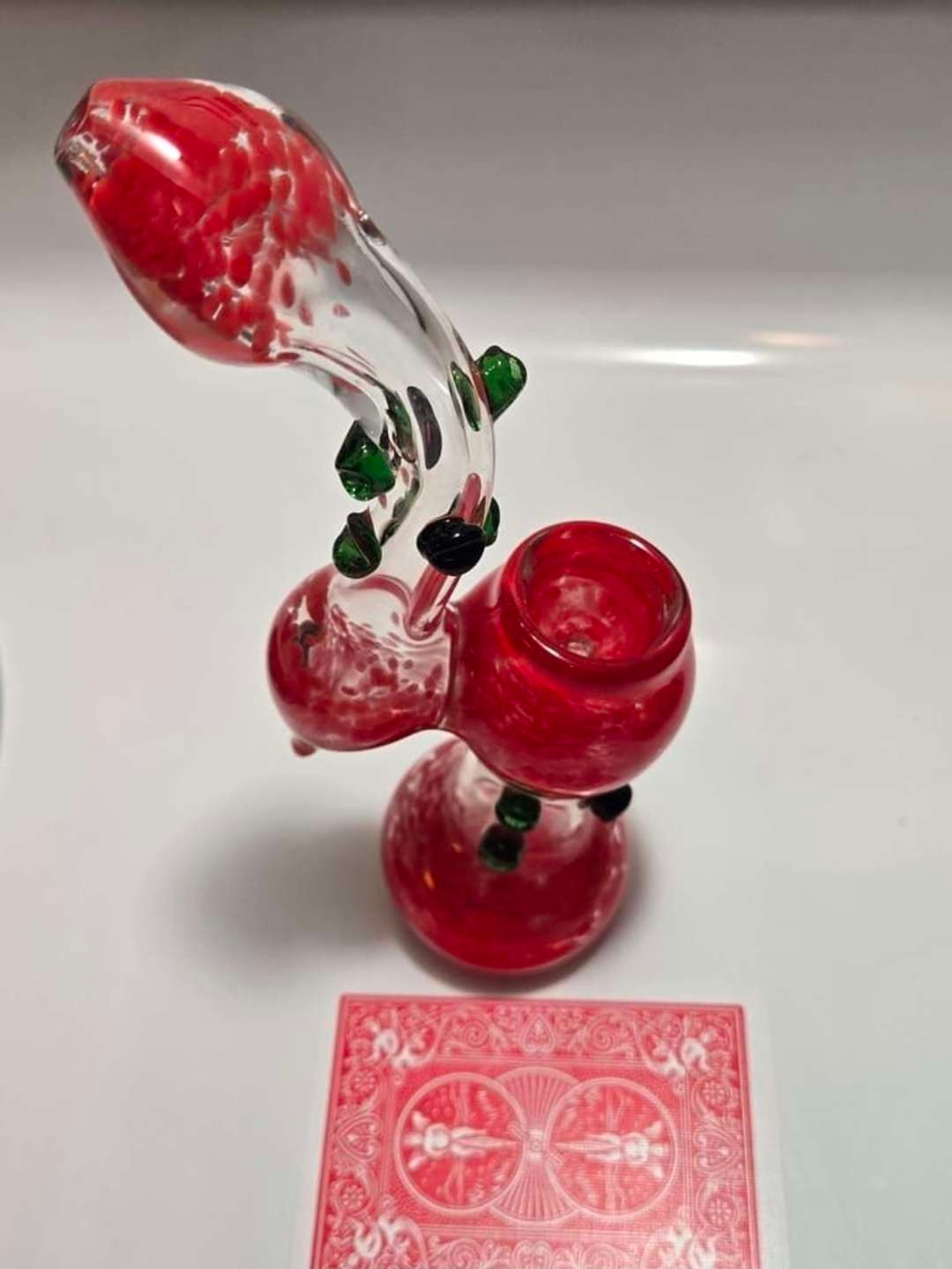 Preview pic of Handblown standing bubbler in red frit glass