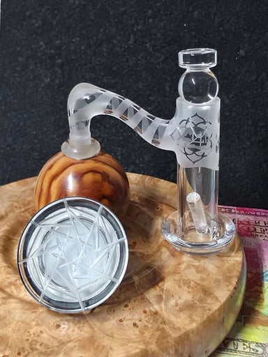 Preview pic of LA Highlife Terp Slurper / Tower + BMS Prototype Ring pop Cap + standard cap & Spinner cap jar