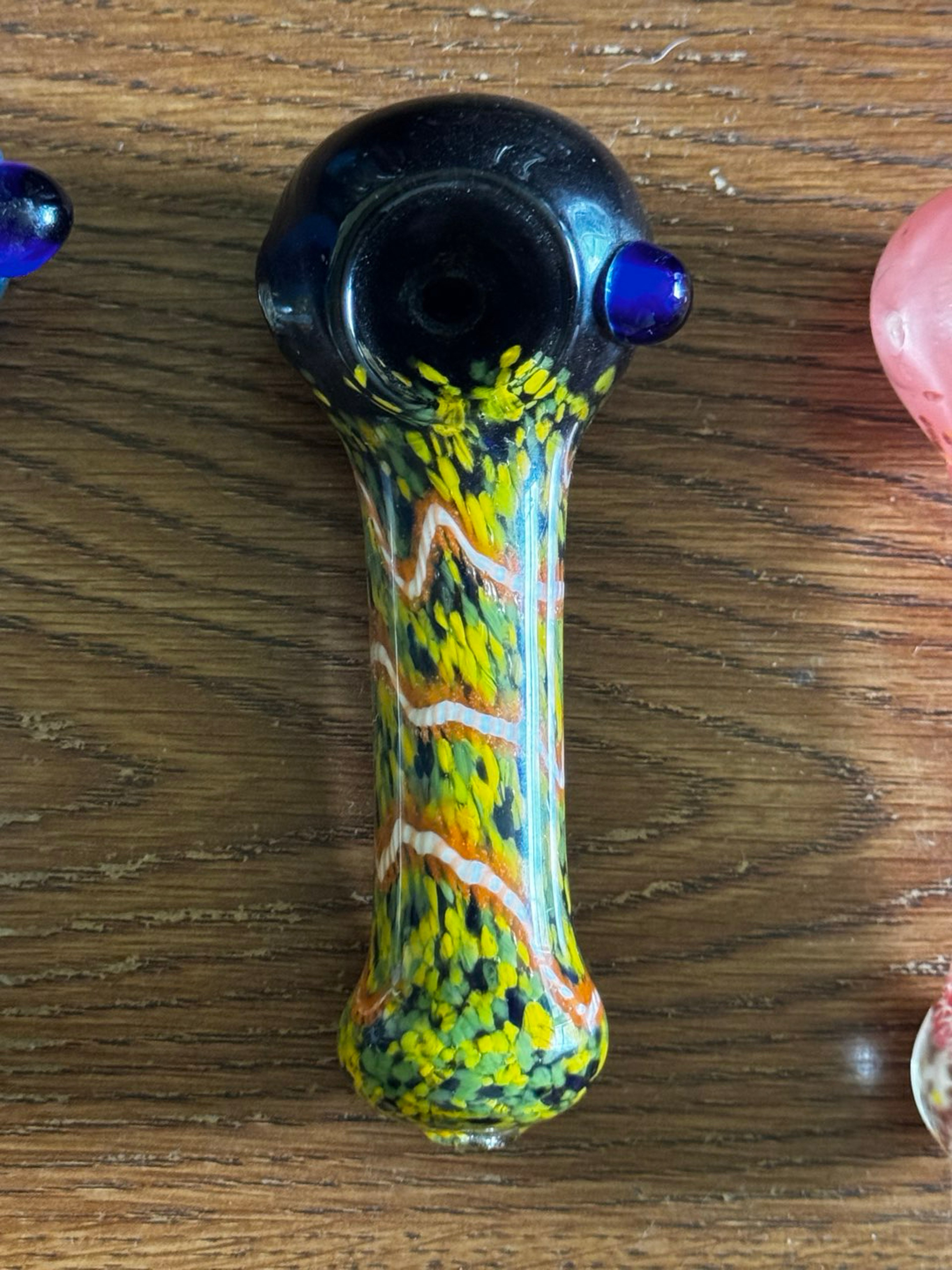 Preview pic of Black spoon with yellow/green confetti + orange & white accents