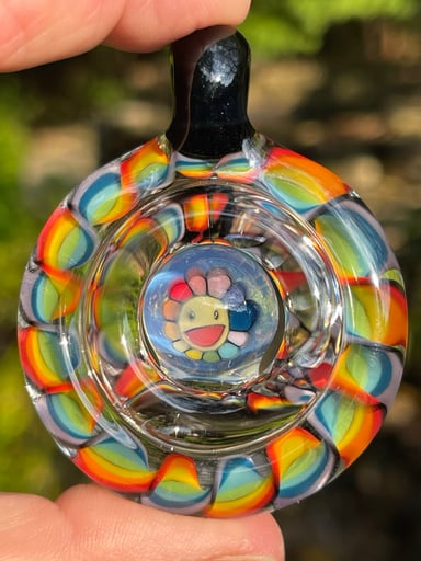 Preview pic of Murakami Murrini Glass Necklace with Rainbow Cane