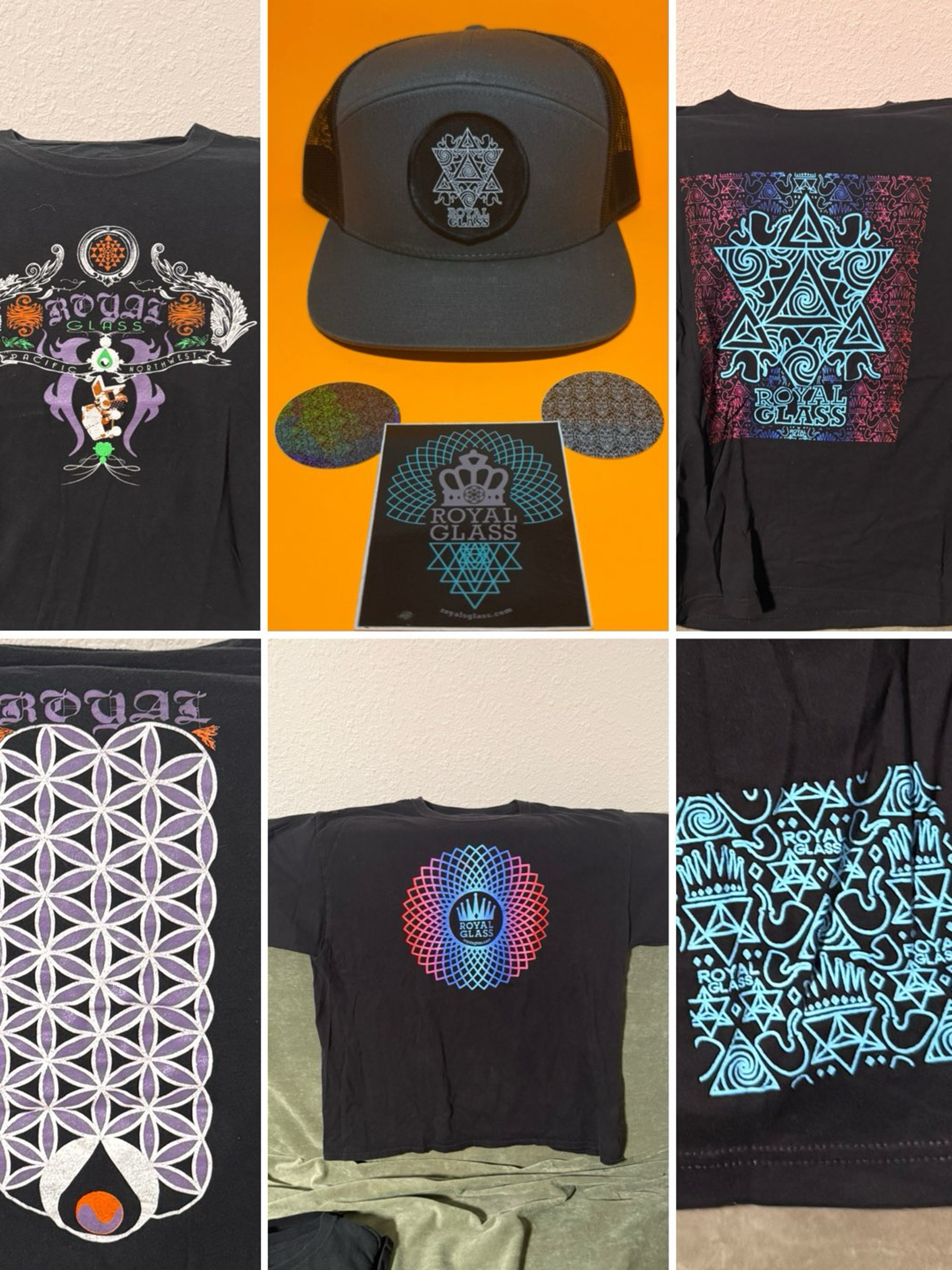 Preview pic of Rare VTG OG Royal Glass Merch Bundle 3 T Shirts Hat Koozies Stickers Fuming Legend XL L