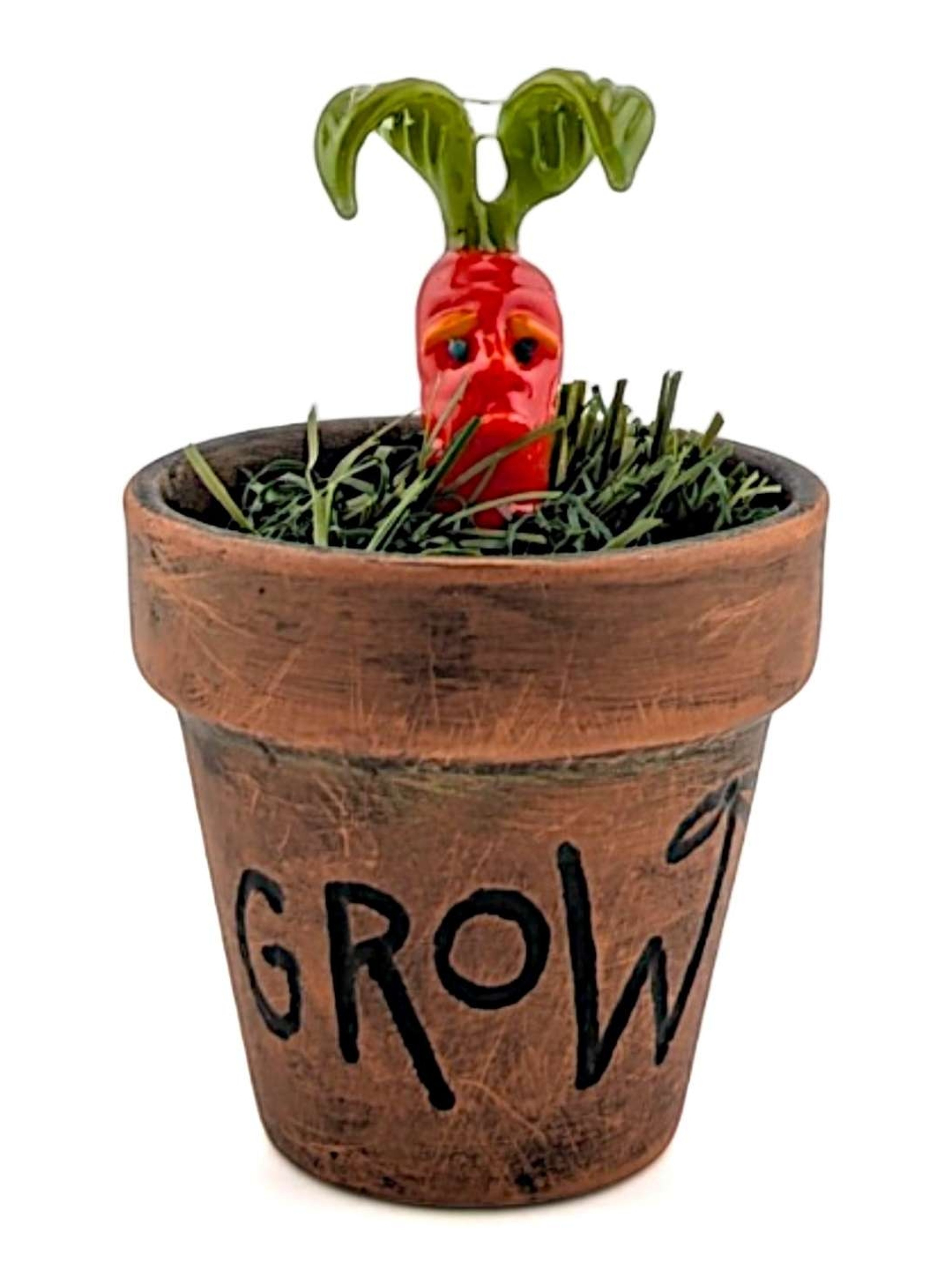 Ethan Windy "Carrot Top" Glass Sculpture image 0
