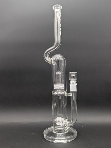 Preview pic of PULSAR KINK NECK DOUBLE CHAMBER CHUGGER GLASS WATER PIPE | 17.25"
