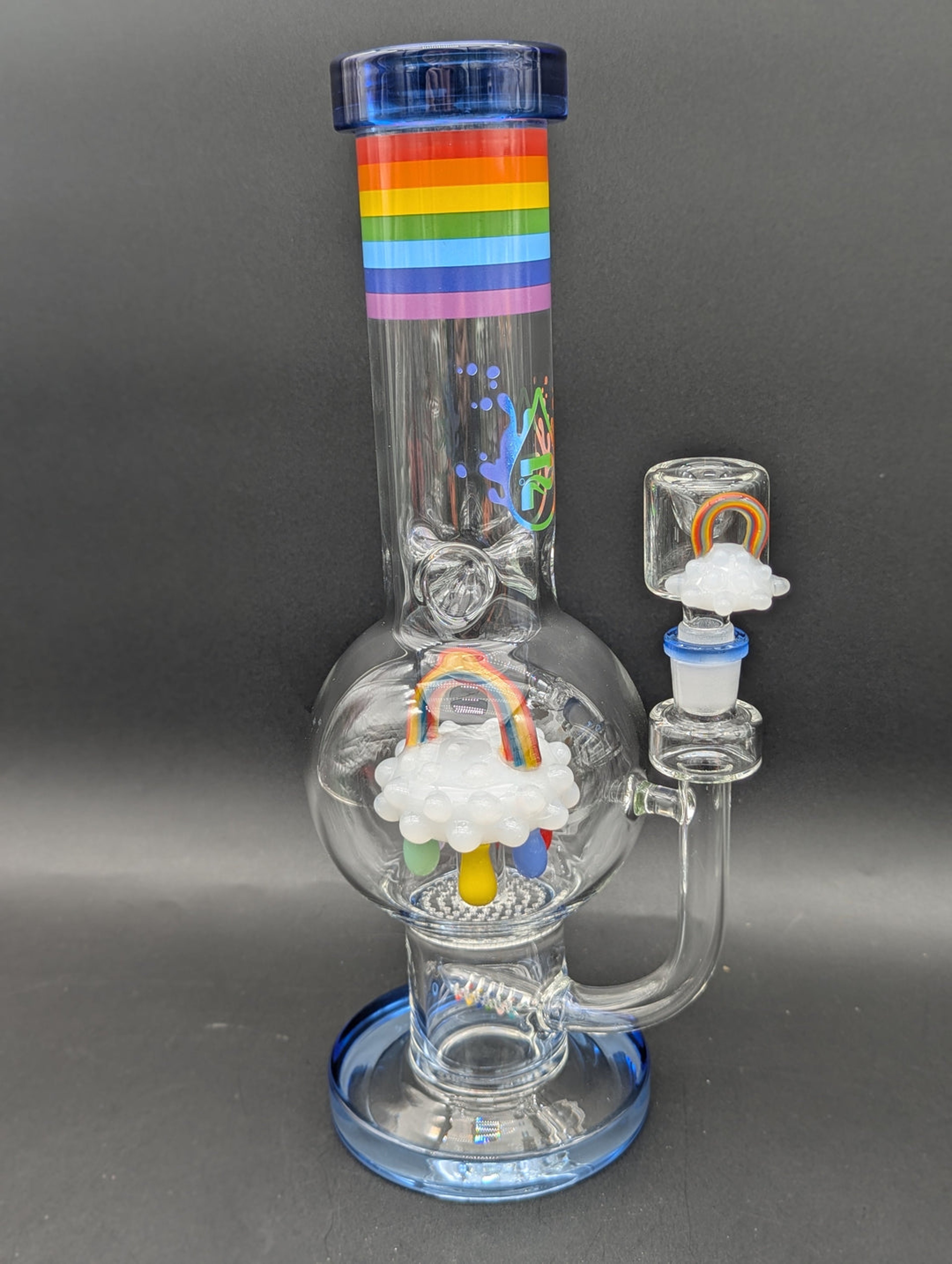 Preview pic of PULSAR ACID RAINBOWS BUBBLE BASE GLASS WATER PIPE | 12.75"