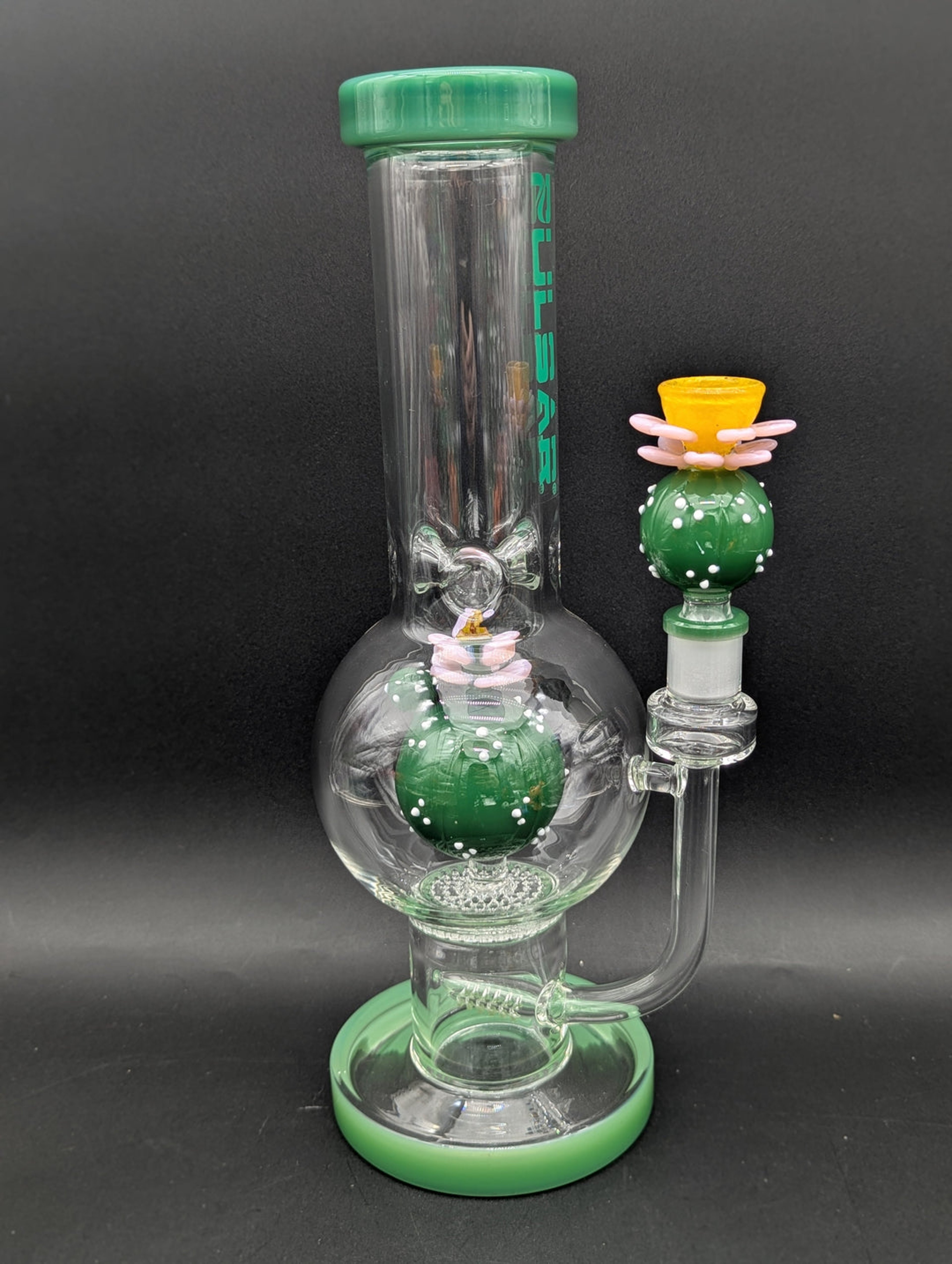 Preview pic of PULSAR PEYOTE BLOOM BUBBLE BASE GLASS WATER PIPE | 12.25"