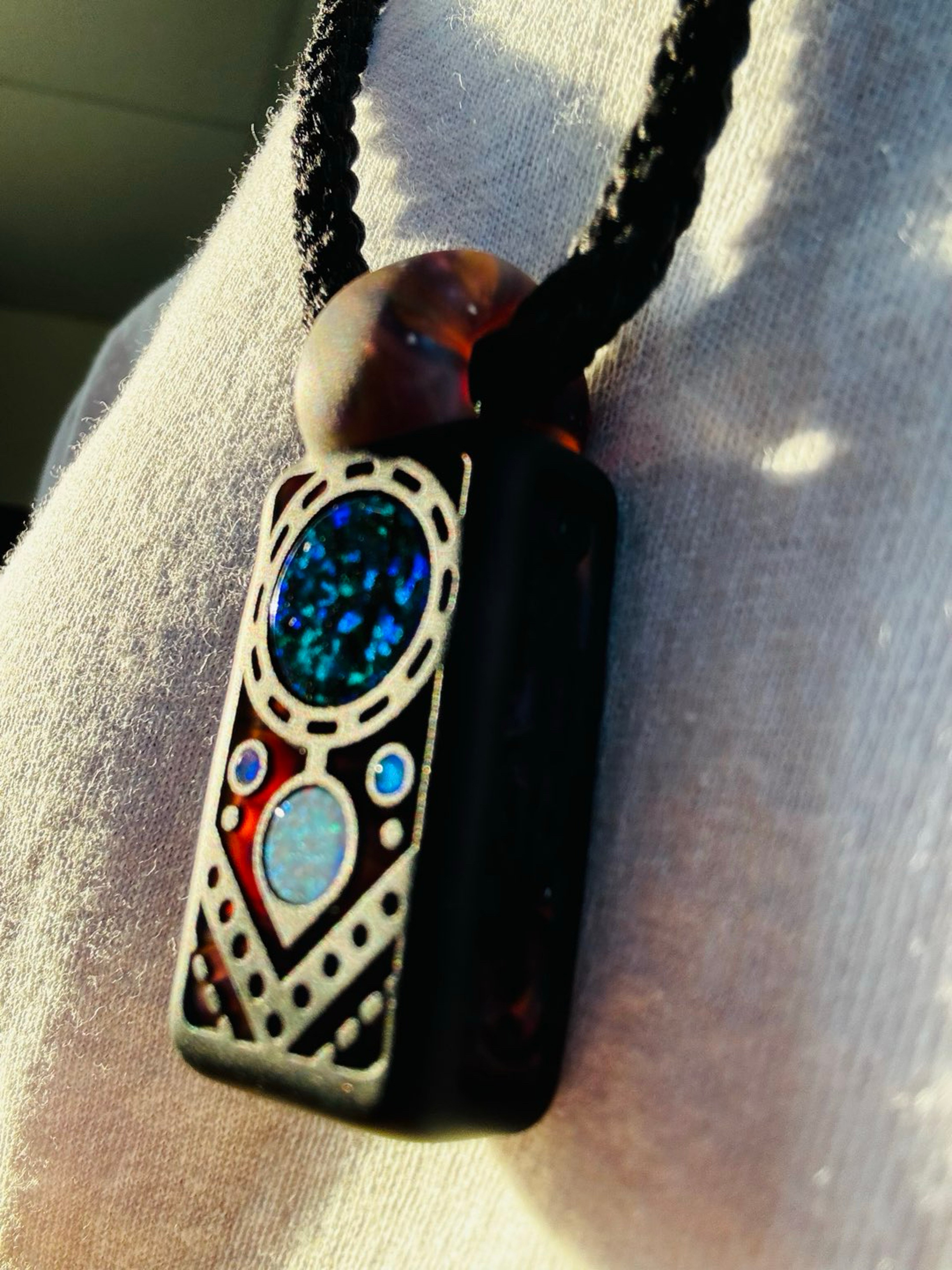 Preview pic of 🔥9 opal UV CUSTOM COLOR SPACE GLYPH GLASSMAZE TABLET PENDANT SIGNED!