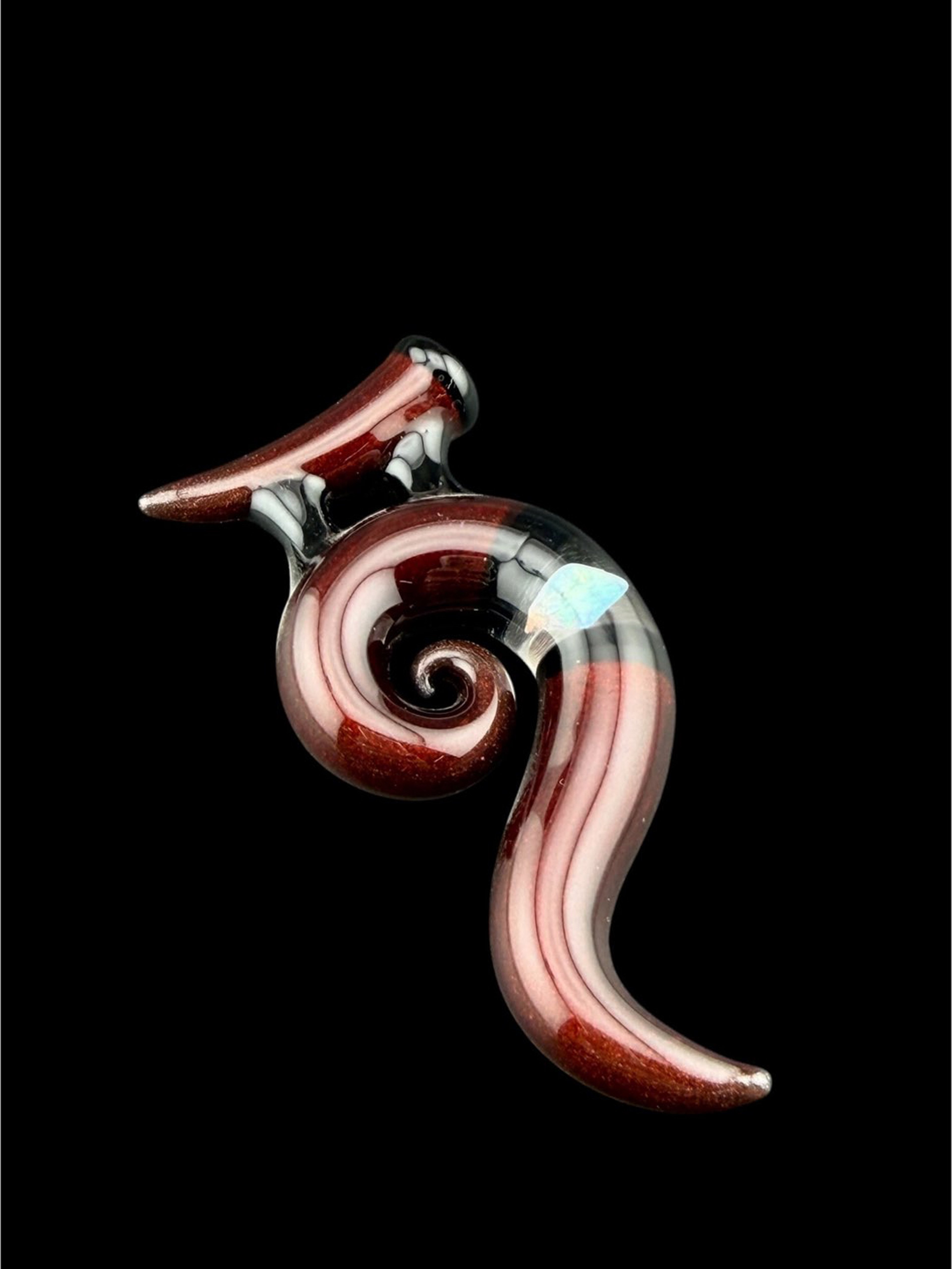 Preview pic of Brand New Natey Love Horn Pendant Red With Opal