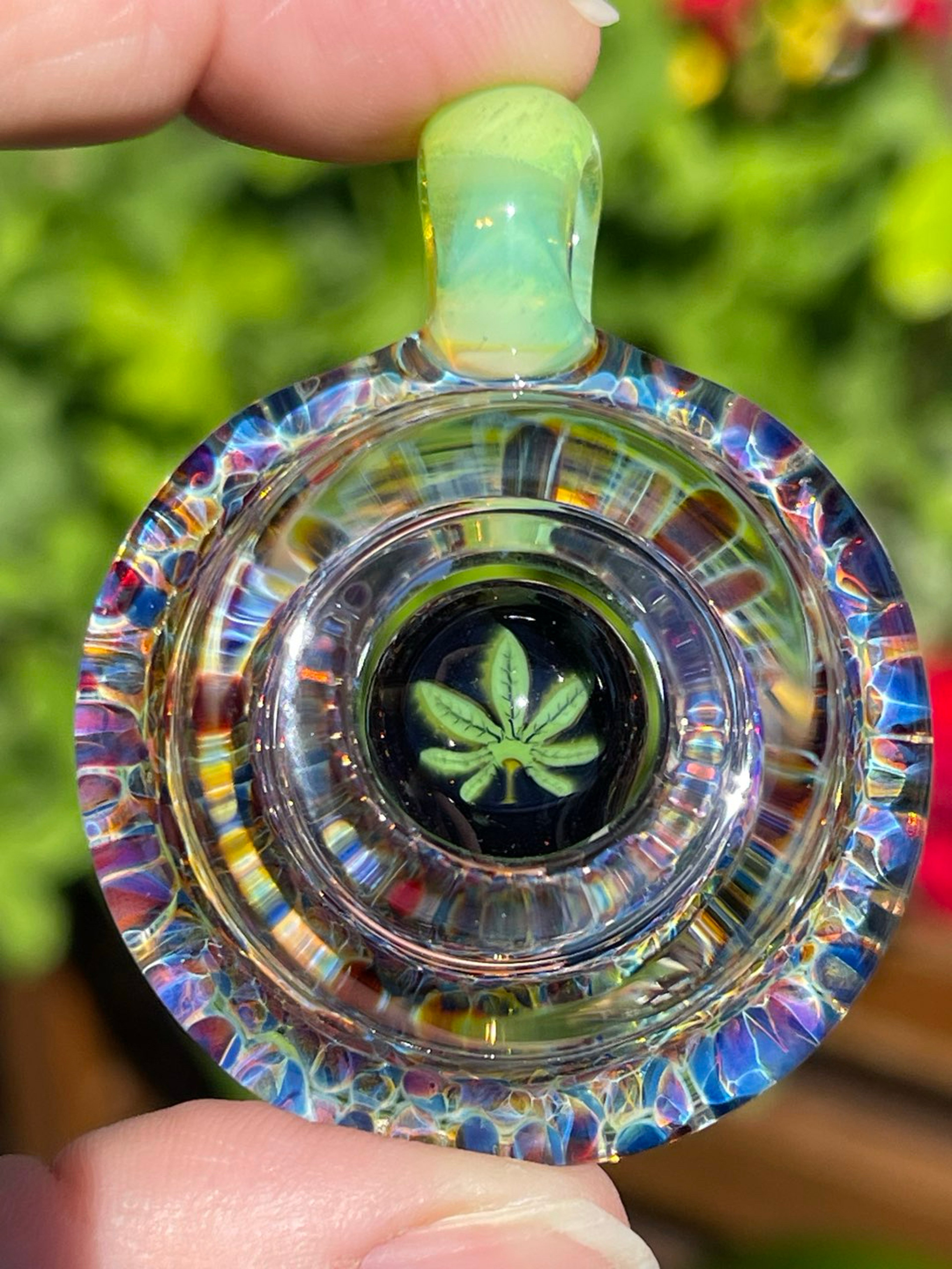 Preview pic of Optical Play Glass Necklace with Dave Strobel leaf murrini
