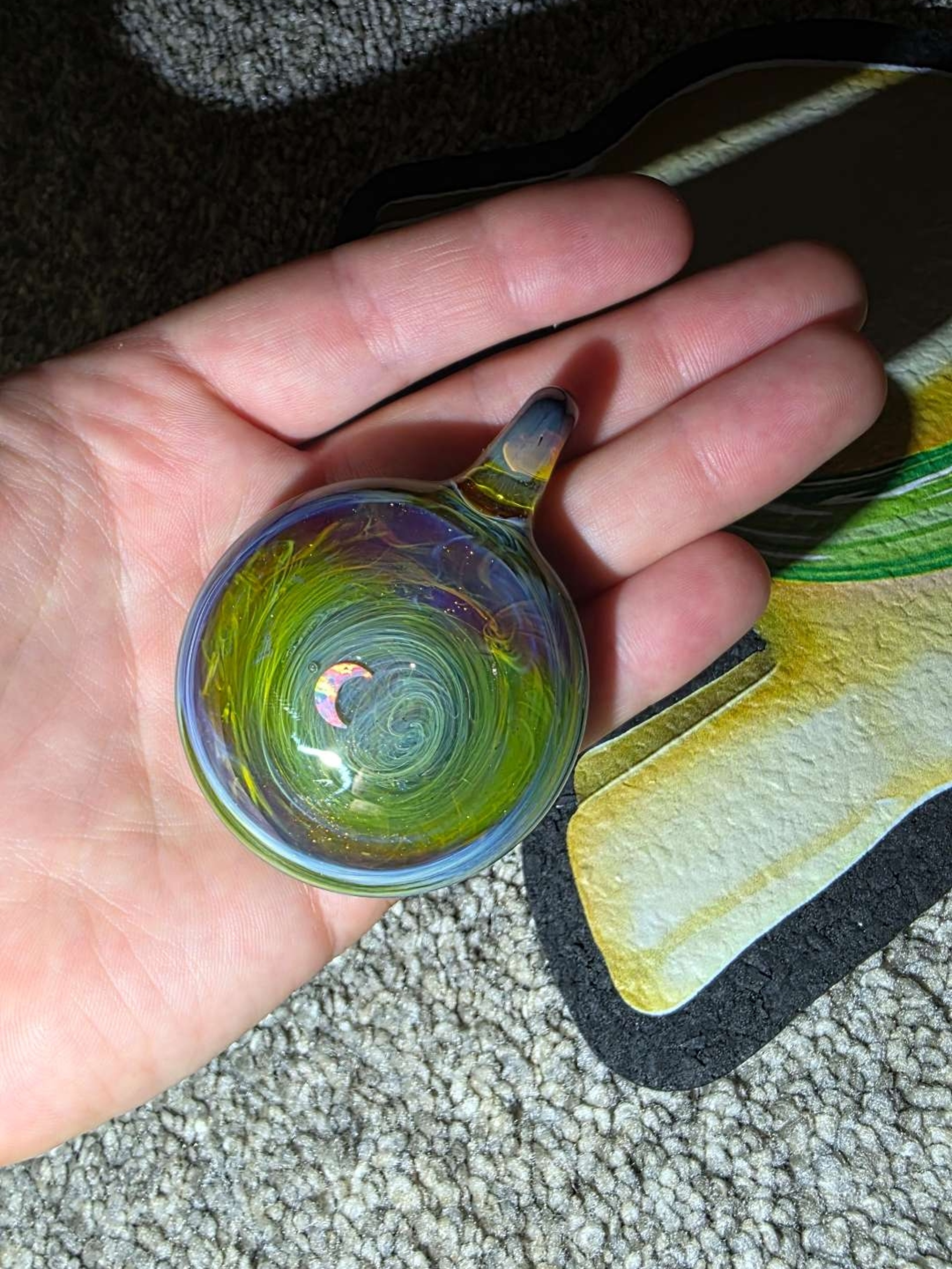 Preview pic of K Berg Swirled Crescent Moon Opal Pendant