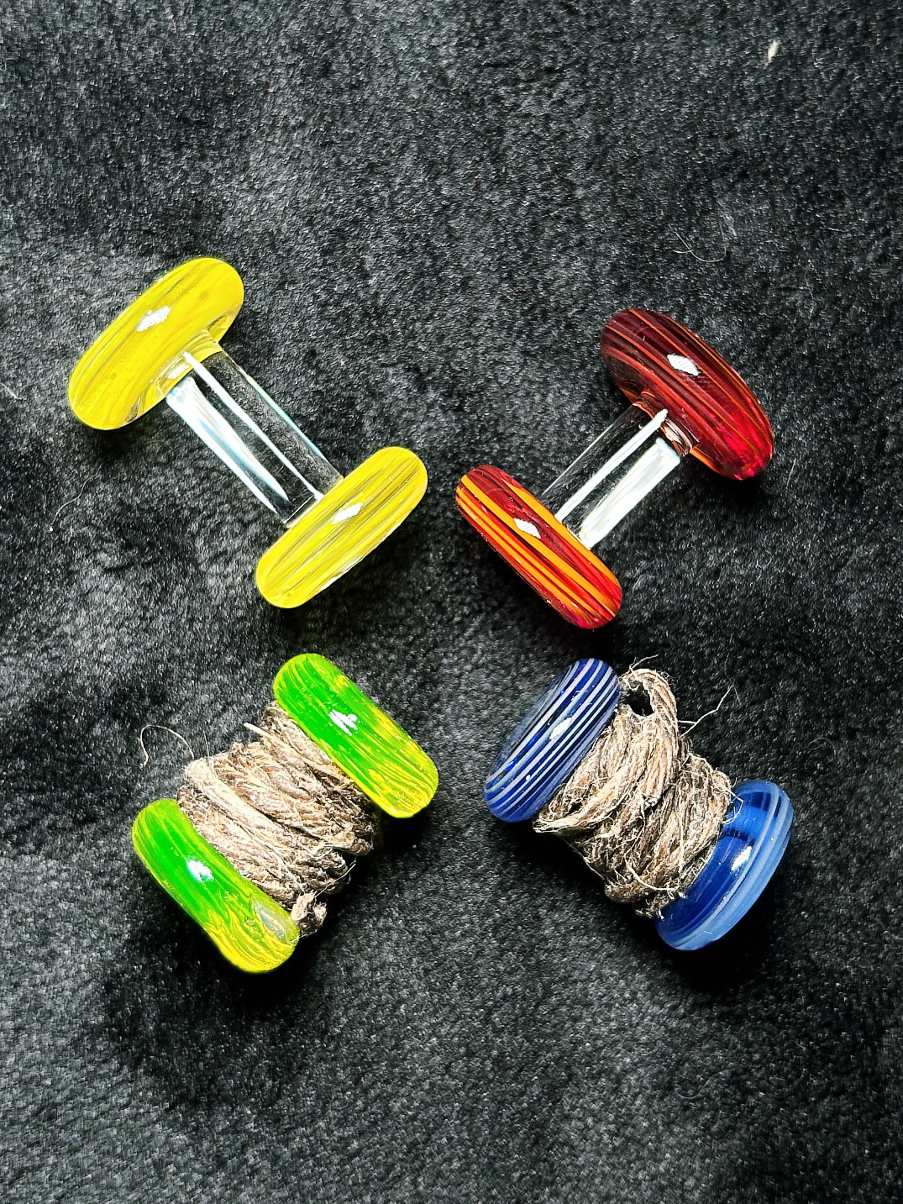 Preview pic of MarvinsGlass 4x Hemp Wick Holders 🌈
