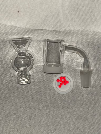 Preview pic of Highly Educated Gavel V3 14mm/90° with Greek Glass Spinner Cap and 10x 3mm Rubies