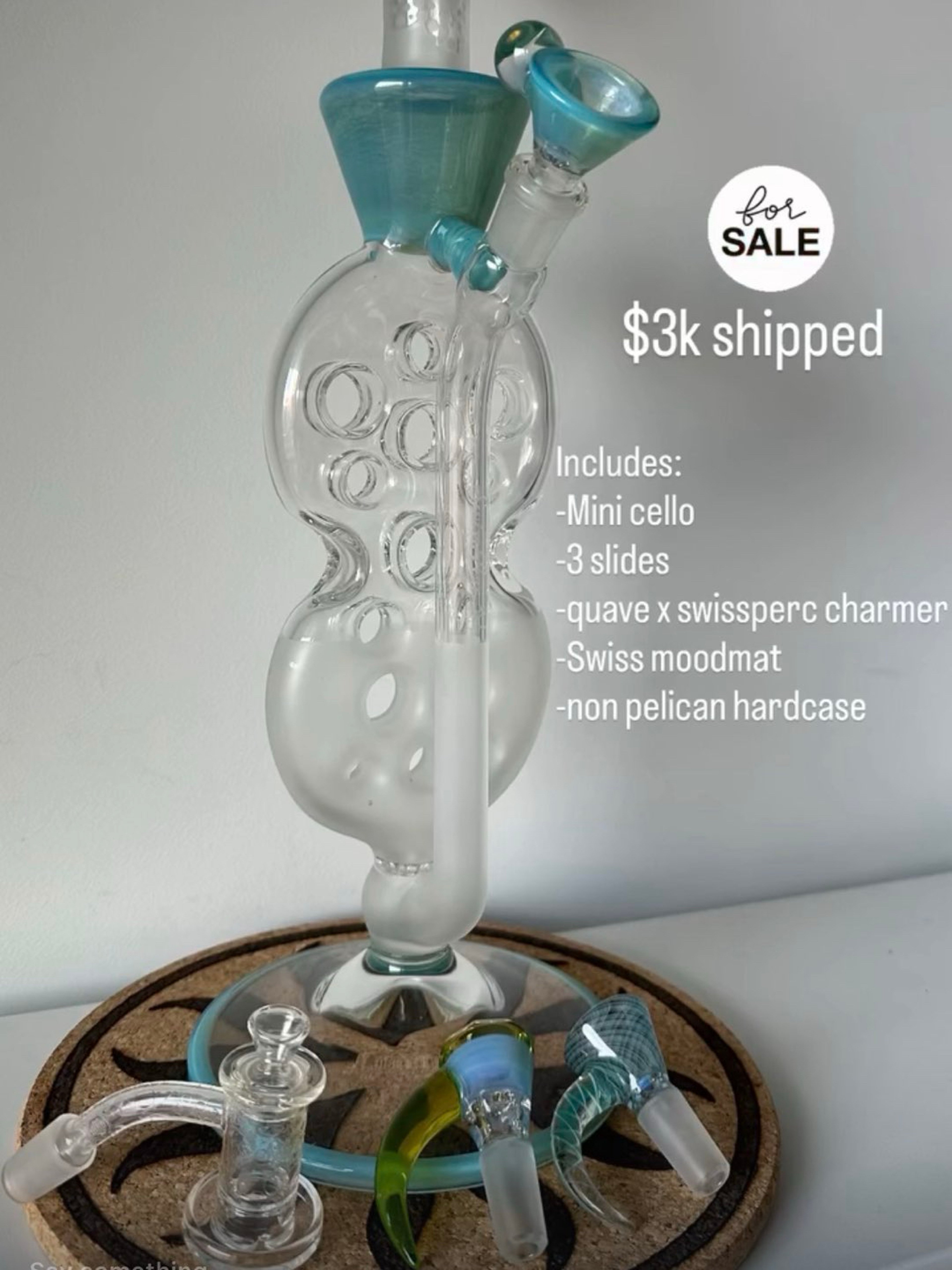 Preview pic of Swiss Perc Mini Cello in Aquarius over Icy White Satin