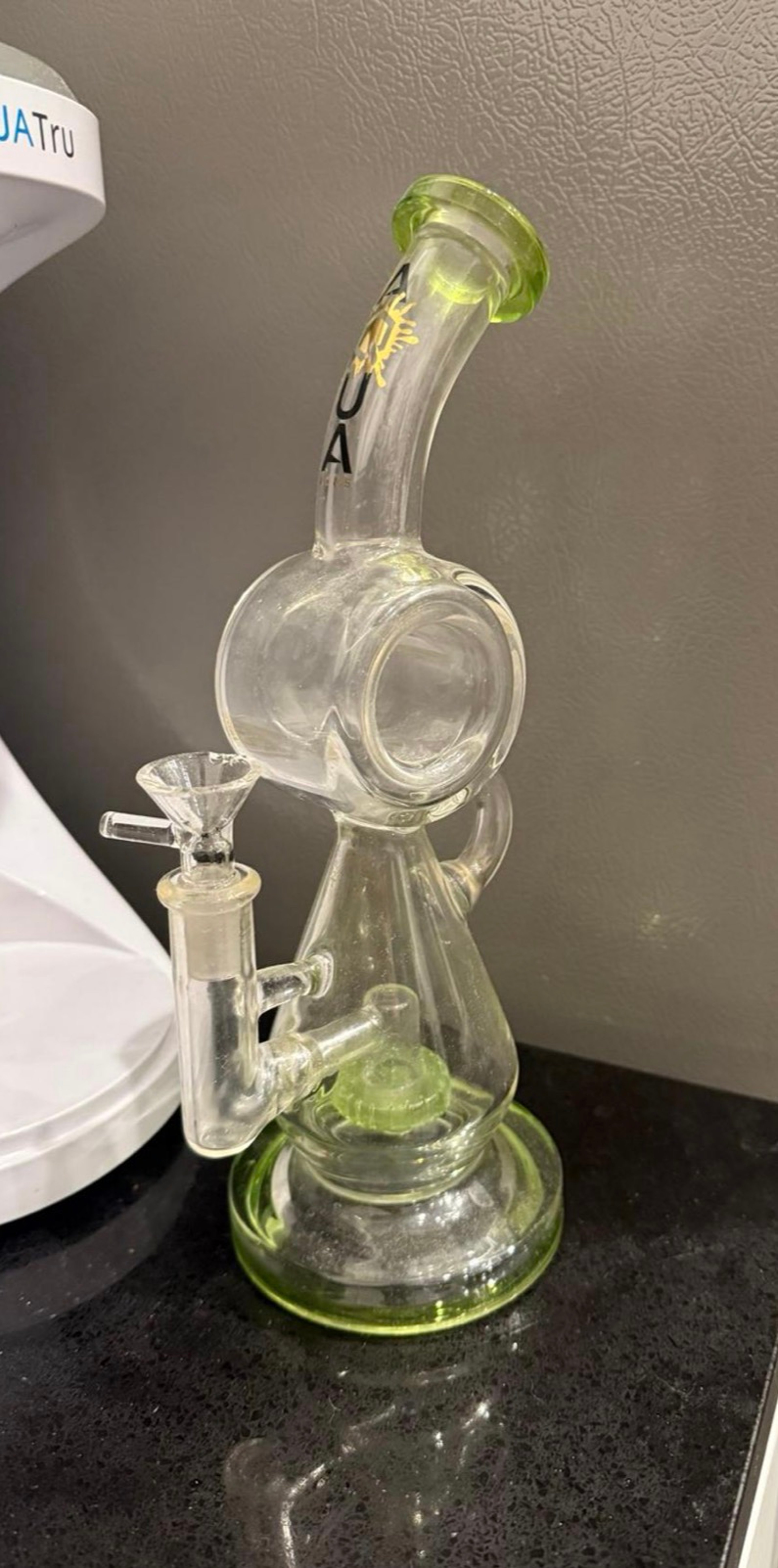 Preview pic of 2 Glass Bong Bundle – 11” AQUA + 11” Strawberry Percolator