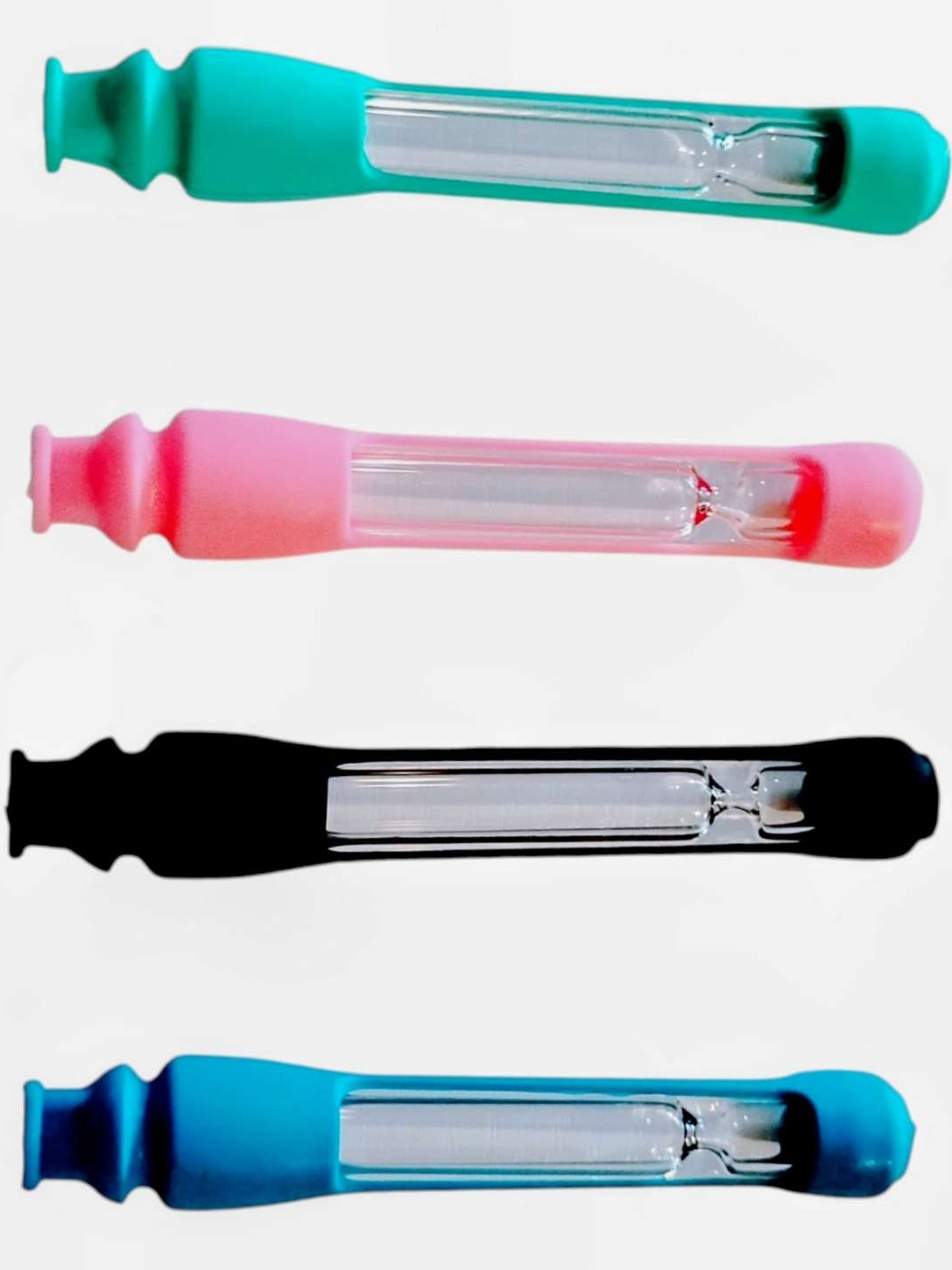 Preview pic of 3 pcs Glass Chillum Set with Silicone Mouthpiece & 
Caps