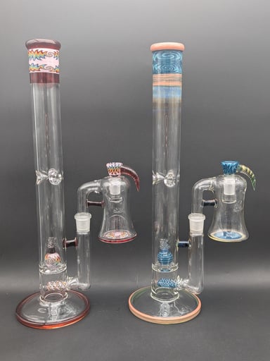 Preview pic of 2K GLASS WORKED WIGWAG BONG SET W/ ASH CATCHER