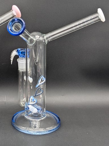 Preview pic of 2K GLASS DUAL COLOR DUAL MOUTH HEART BONG