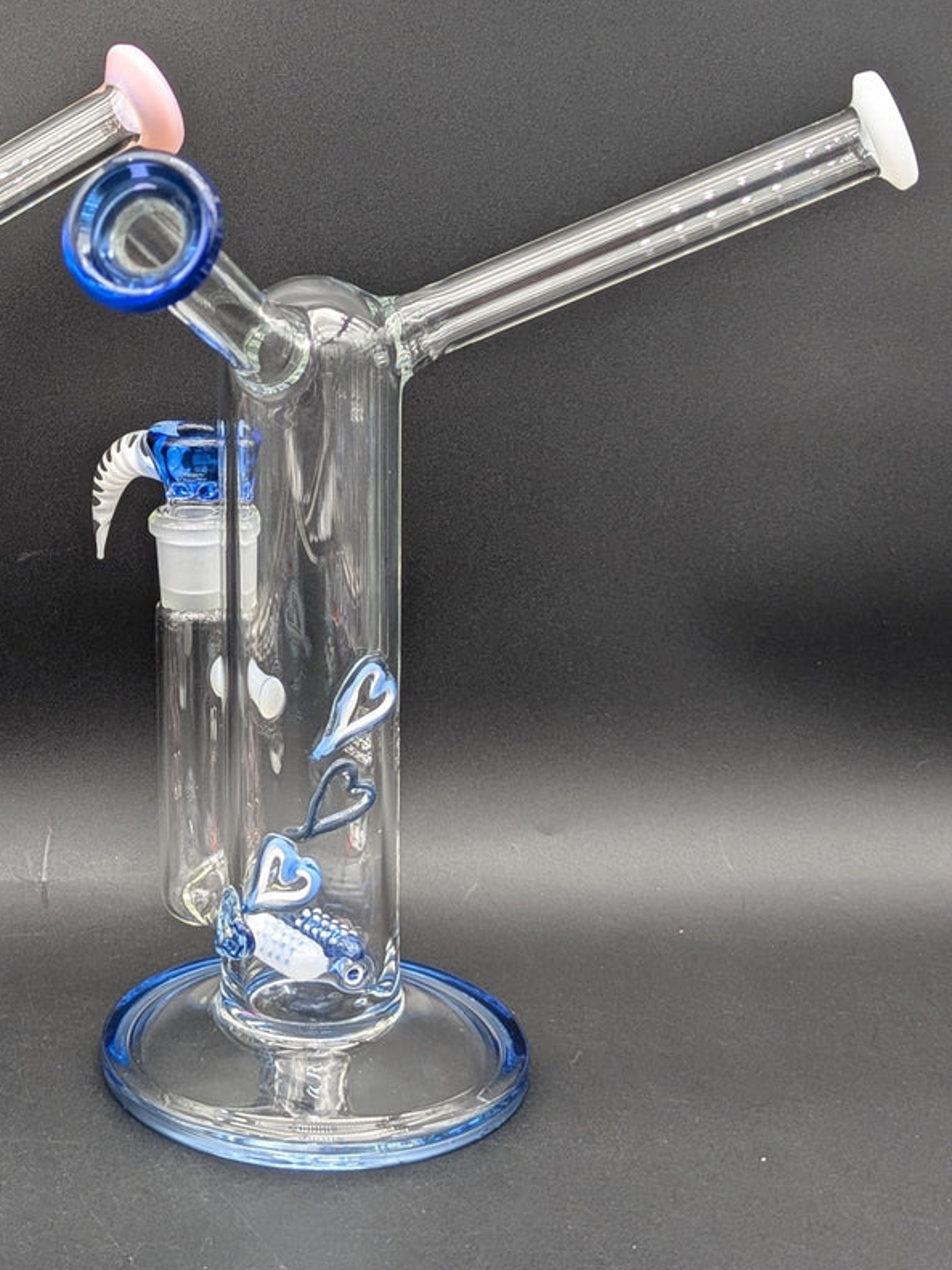2K GLASS DUAL COLOR DUAL MOUTH HEART BONG image 0