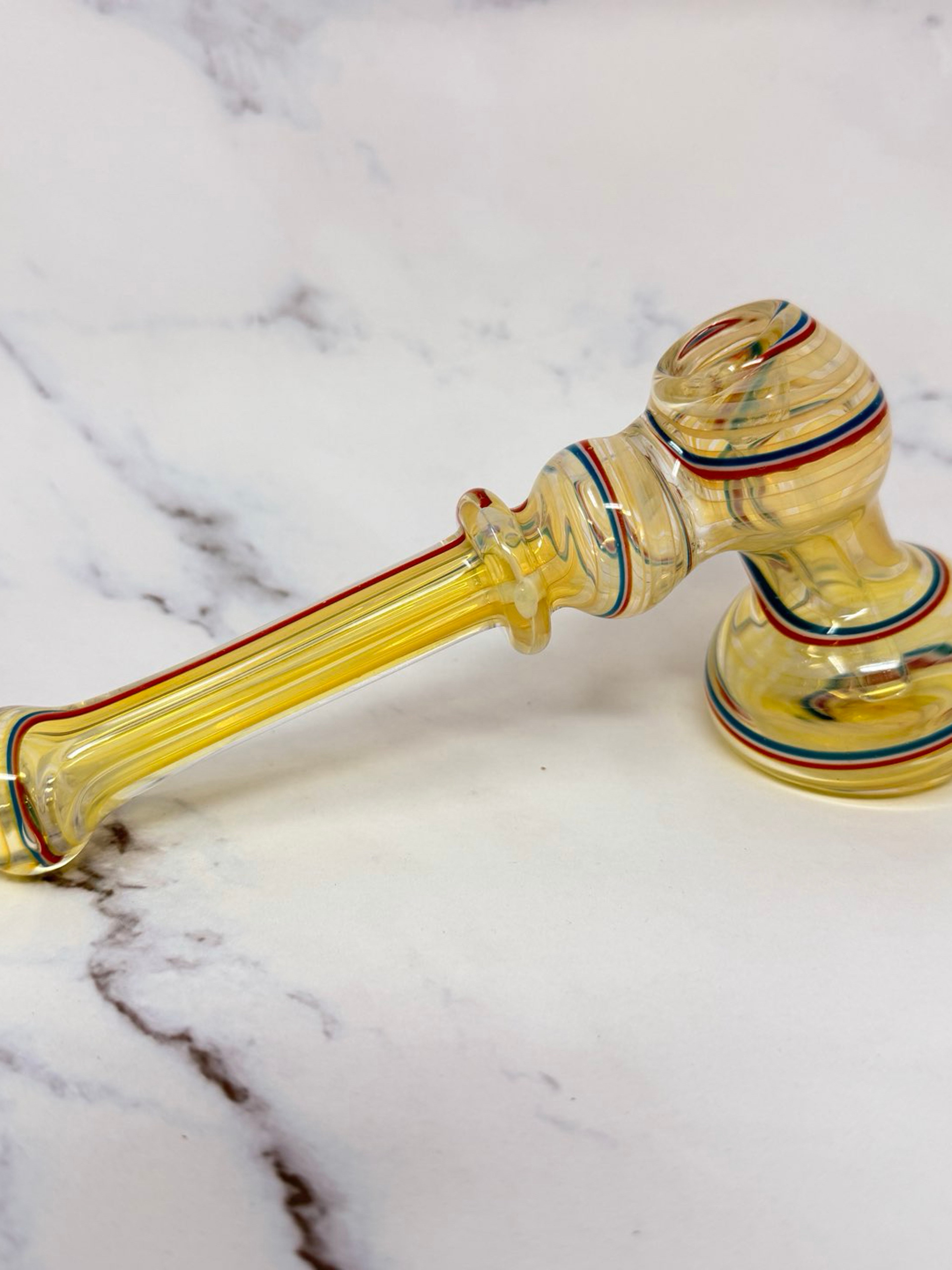 Preview pic of 7” Color Changing Rasta Hammer Bubbler Smoking Glass Pipe