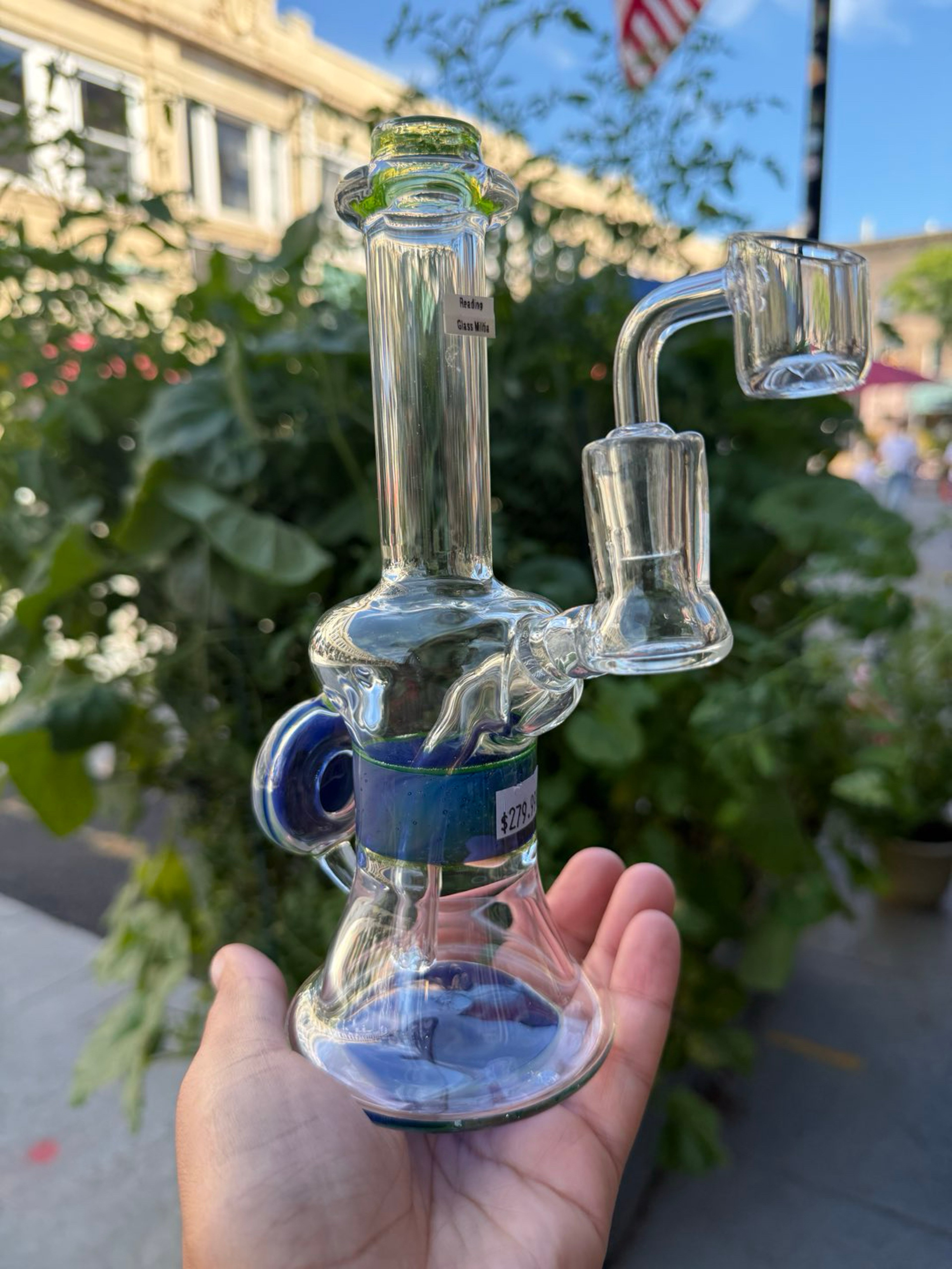 Preview pic of Reading Glass Militia 8.5” American-Made Rainbow Swirl Banger Hanger Rig