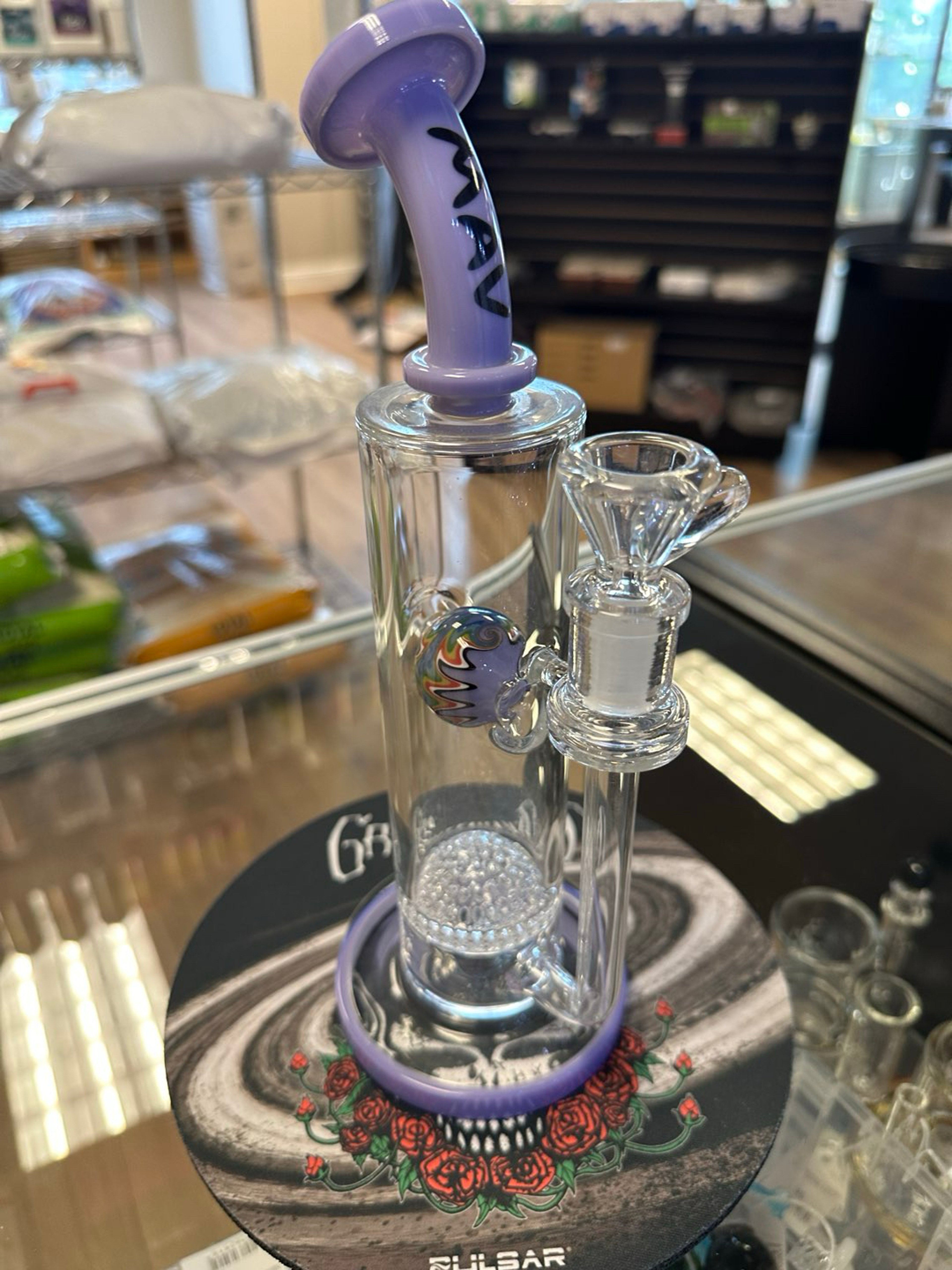 Preview pic of Mav glass Eureka honeyball bent neck with wig wag splash ball